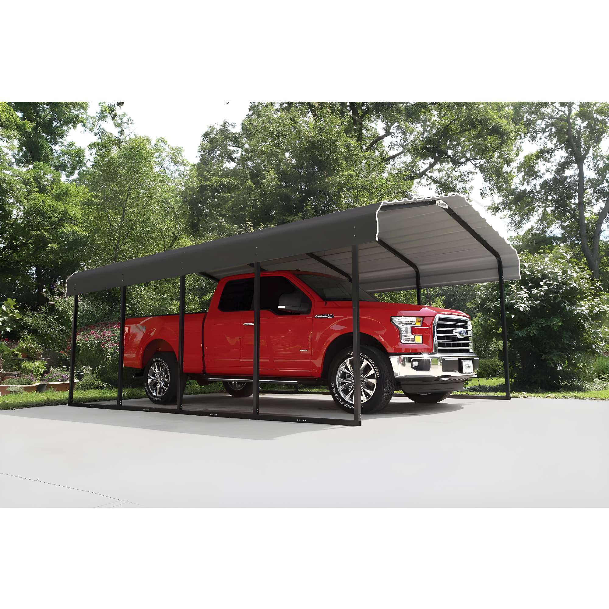 Steel Carport, 12 ft. x 20 ft. x 7 ft. Galvanized Black/Charcoal