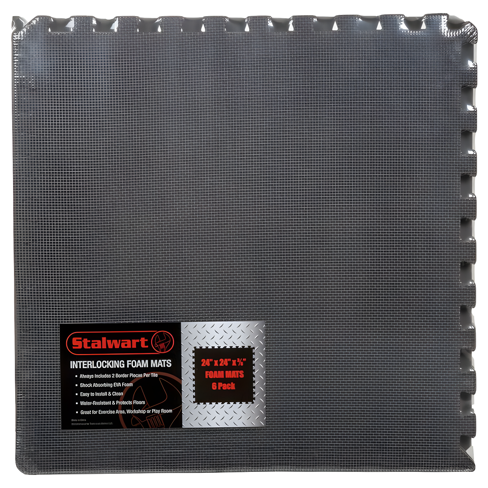 Stalwart Stalwart 24-Inch EVA Foam Tiles 6-Pack - Interlocking Padding - Workout Mat or Baby Playmat (Set of 6)