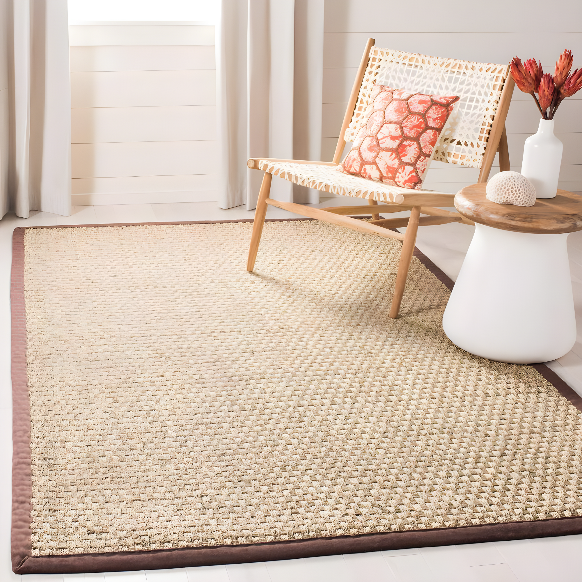 Natural Fiber NF114 Power Loomed Indoor Area Rug - Natural/Dark Brown - 5'x8' - Safavieh.