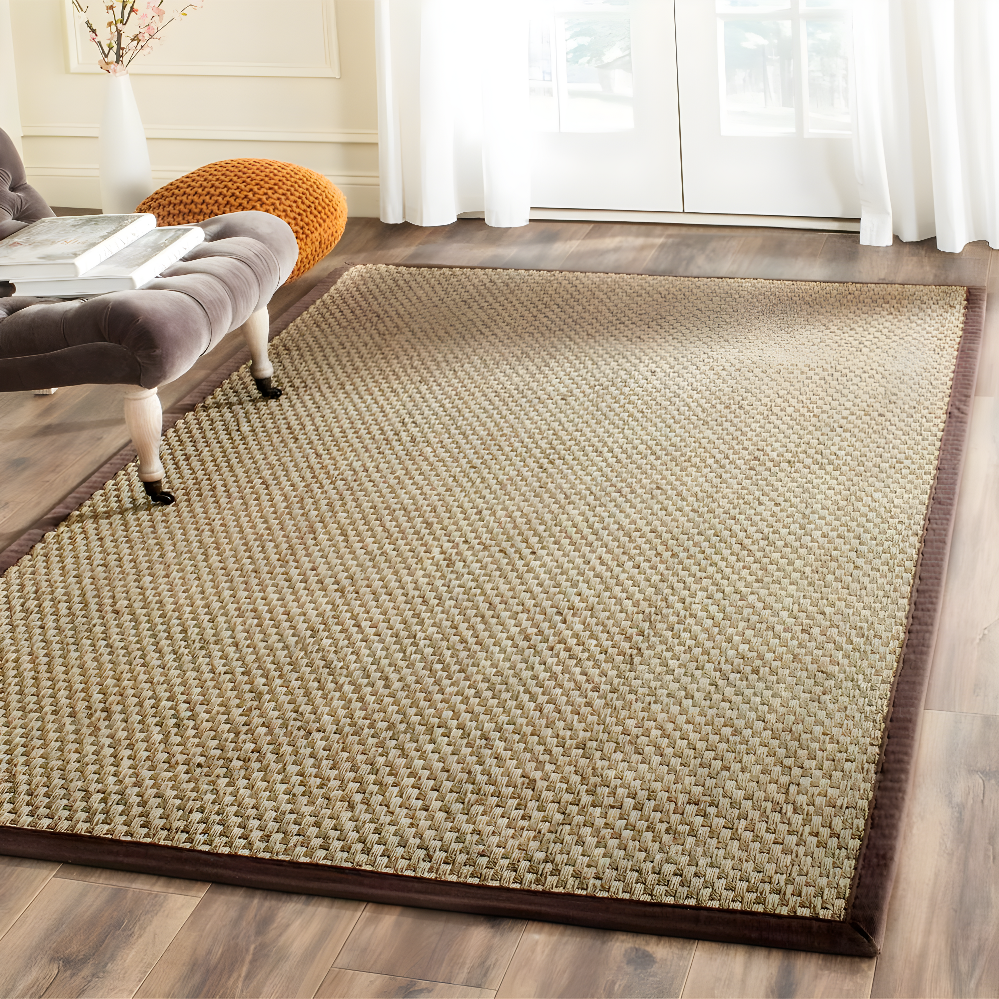 Natural Fiber NF114 Power Loomed Indoor Area Rug - Natural/Dark Brown - 5'x8' - Safavieh.