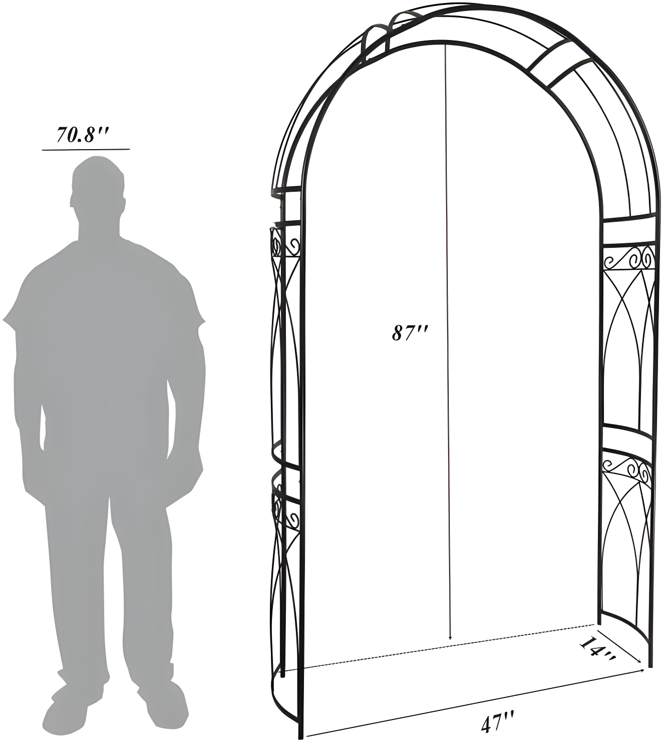 OUTOUR 87'' H x 14'' W Iron Arched Trellis
