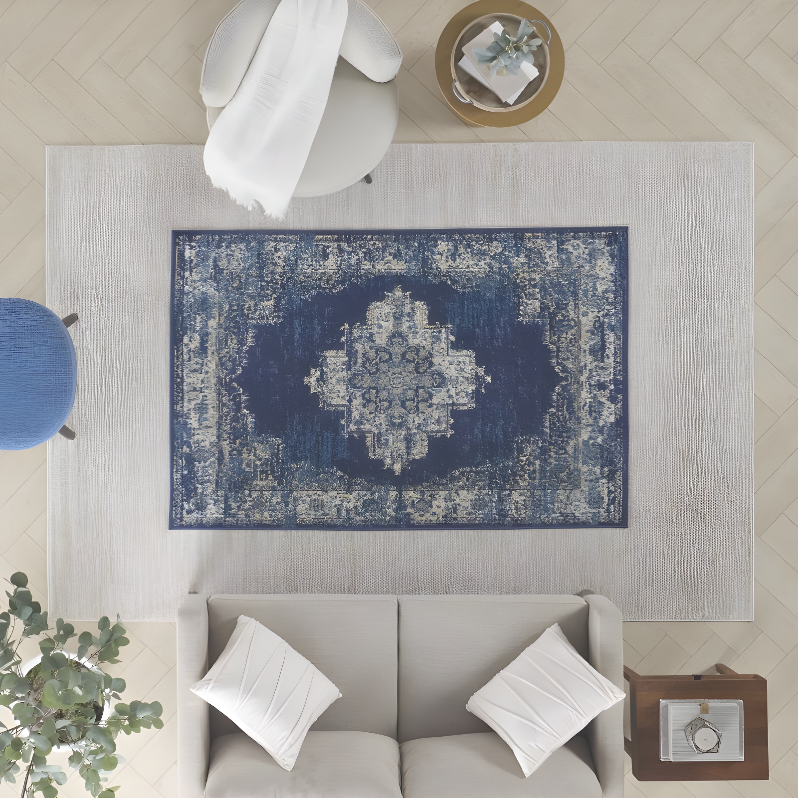 Nourison Essentials Easy Care Indoor Outdoor Area Rug - Ivory Beige 4' x 6'