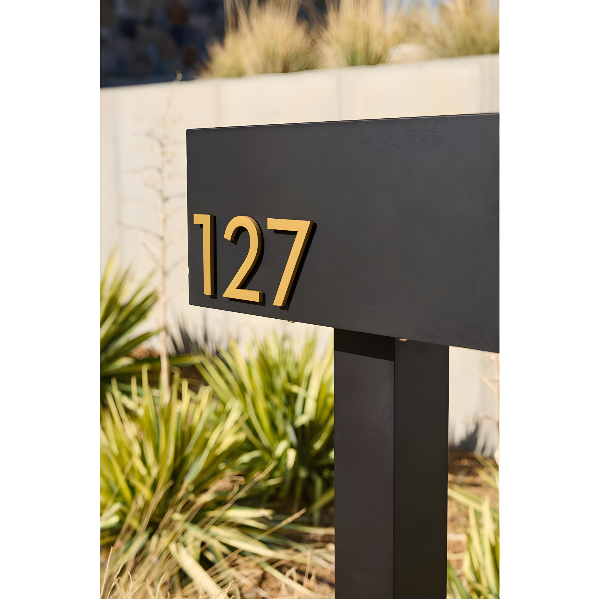 4 Inch Solid Brass House Number 6 in Bright Gold Finish