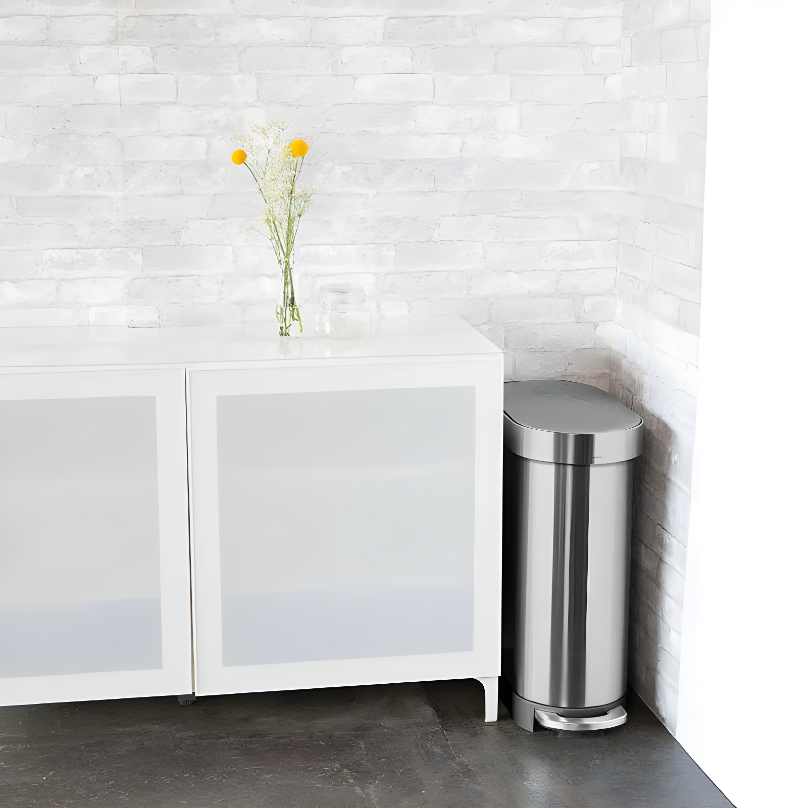 simplehuman 45 Liter / 12 Gallon Slim Hands-Free Kitchen Step Trash Can