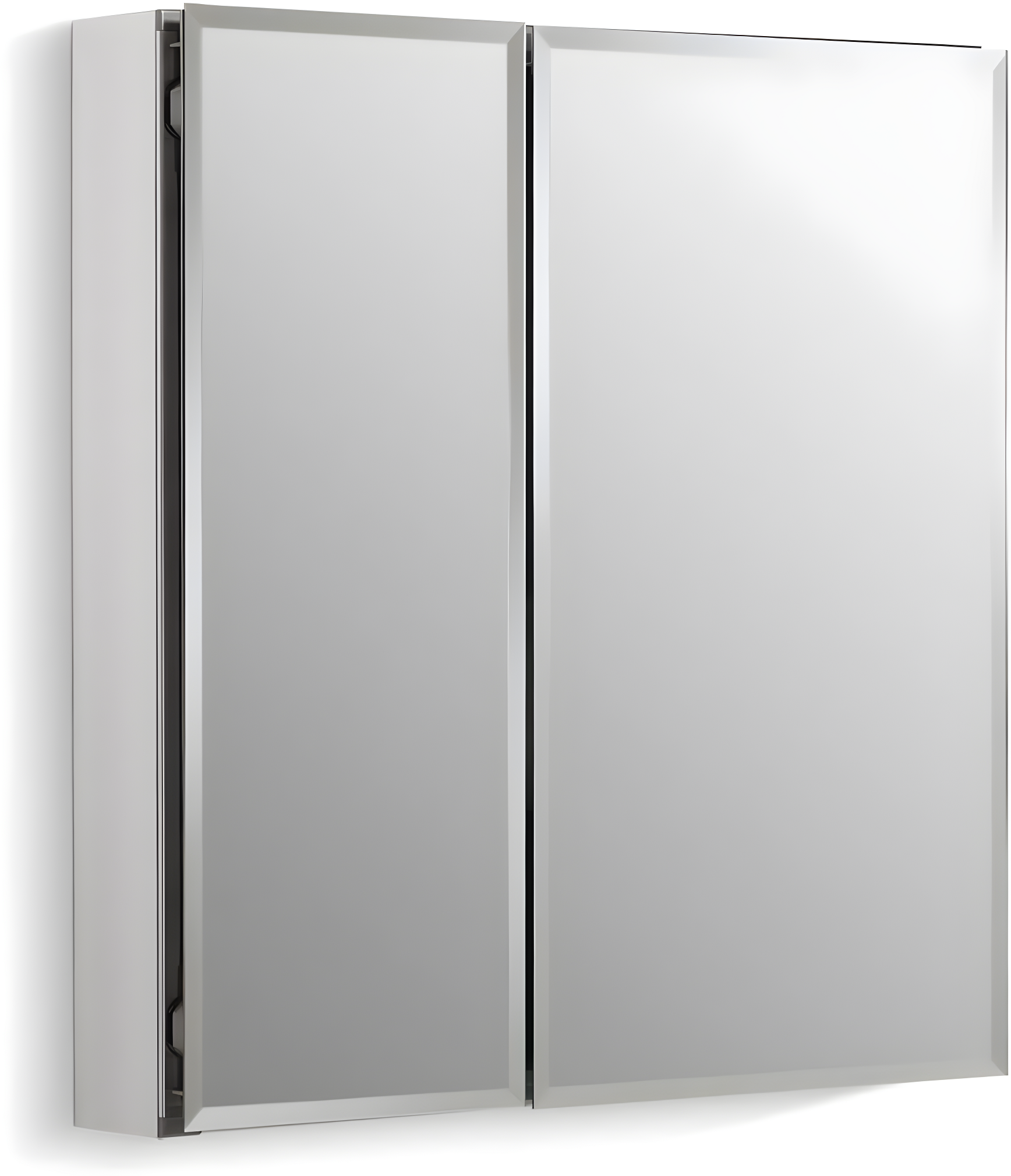 CLC Aluminum Two-Door Medicine Cabinet With Mirrored Doors, Beveled Edges
