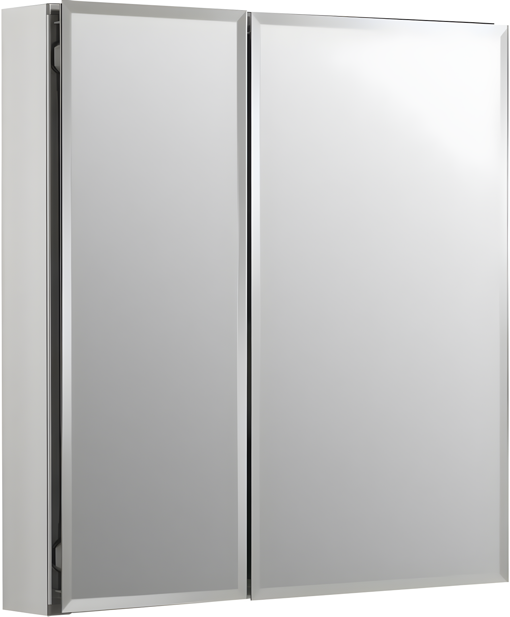 CLC Aluminum Two-Door Medicine Cabinet With Mirrored Doors, Beveled Edges