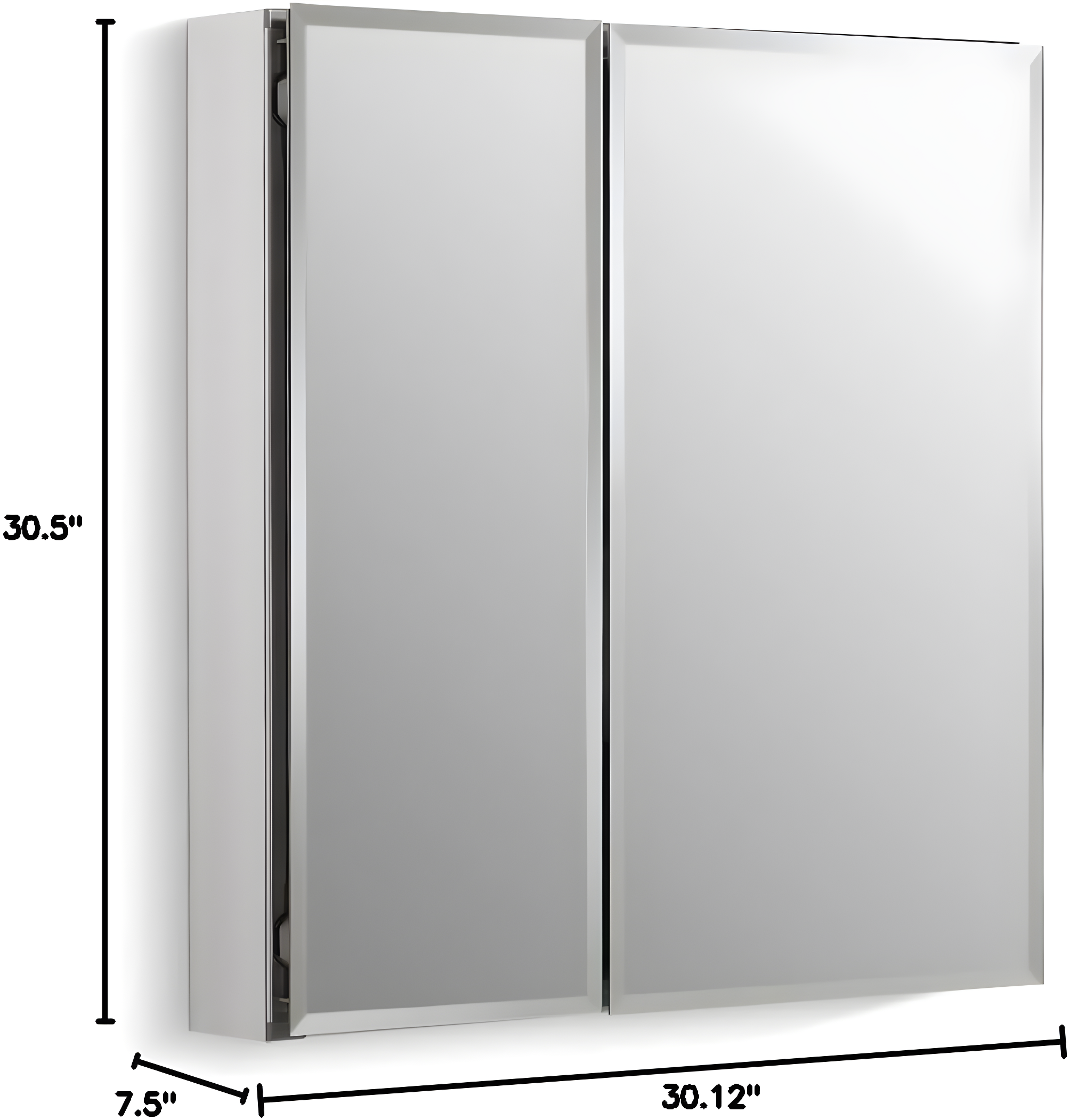 CLC Aluminum Two-Door Medicine Cabinet With Mirrored Doors, Beveled Edges