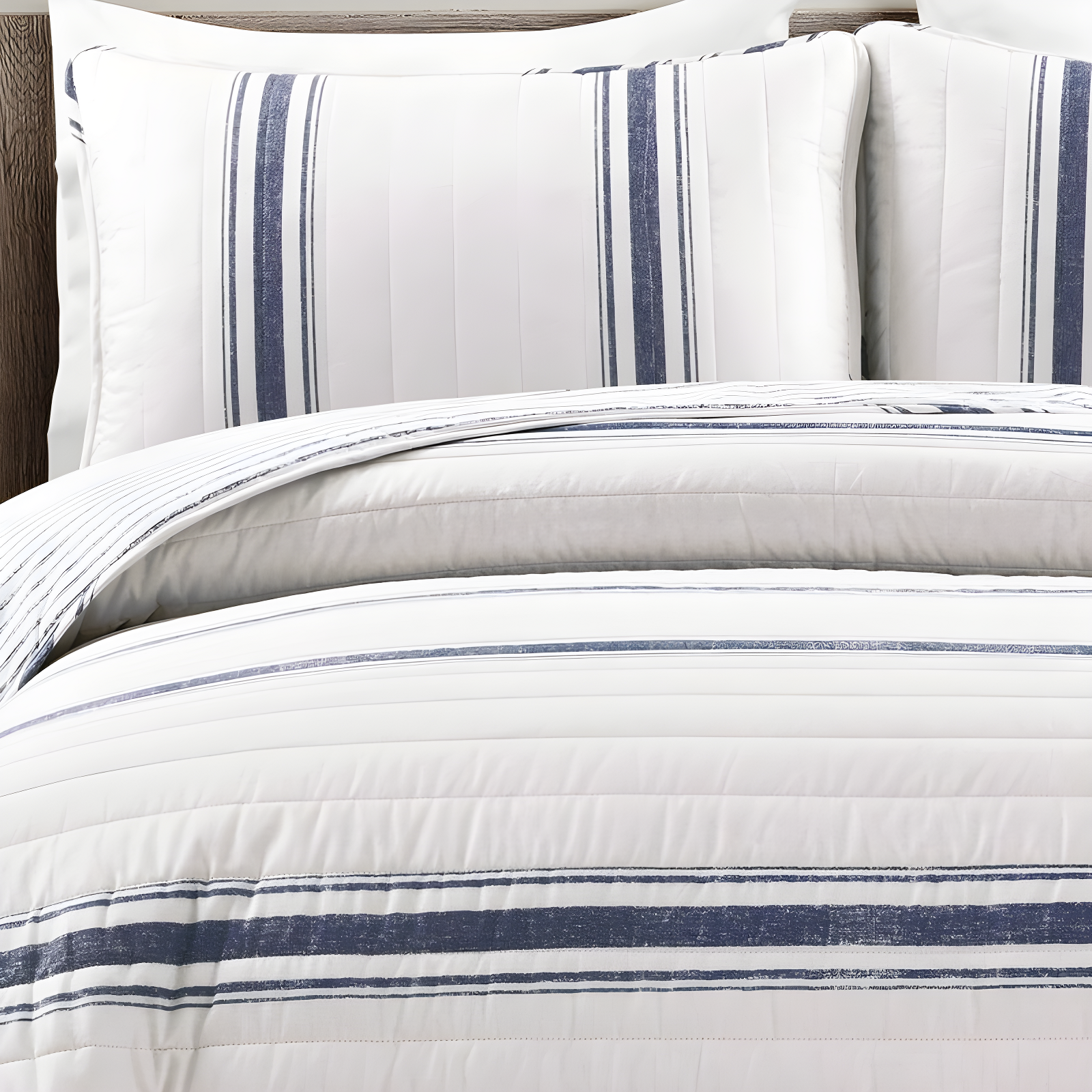 Birch Lane™ Gilroy Farmhouse / Country Cotton Striped Quilt Set