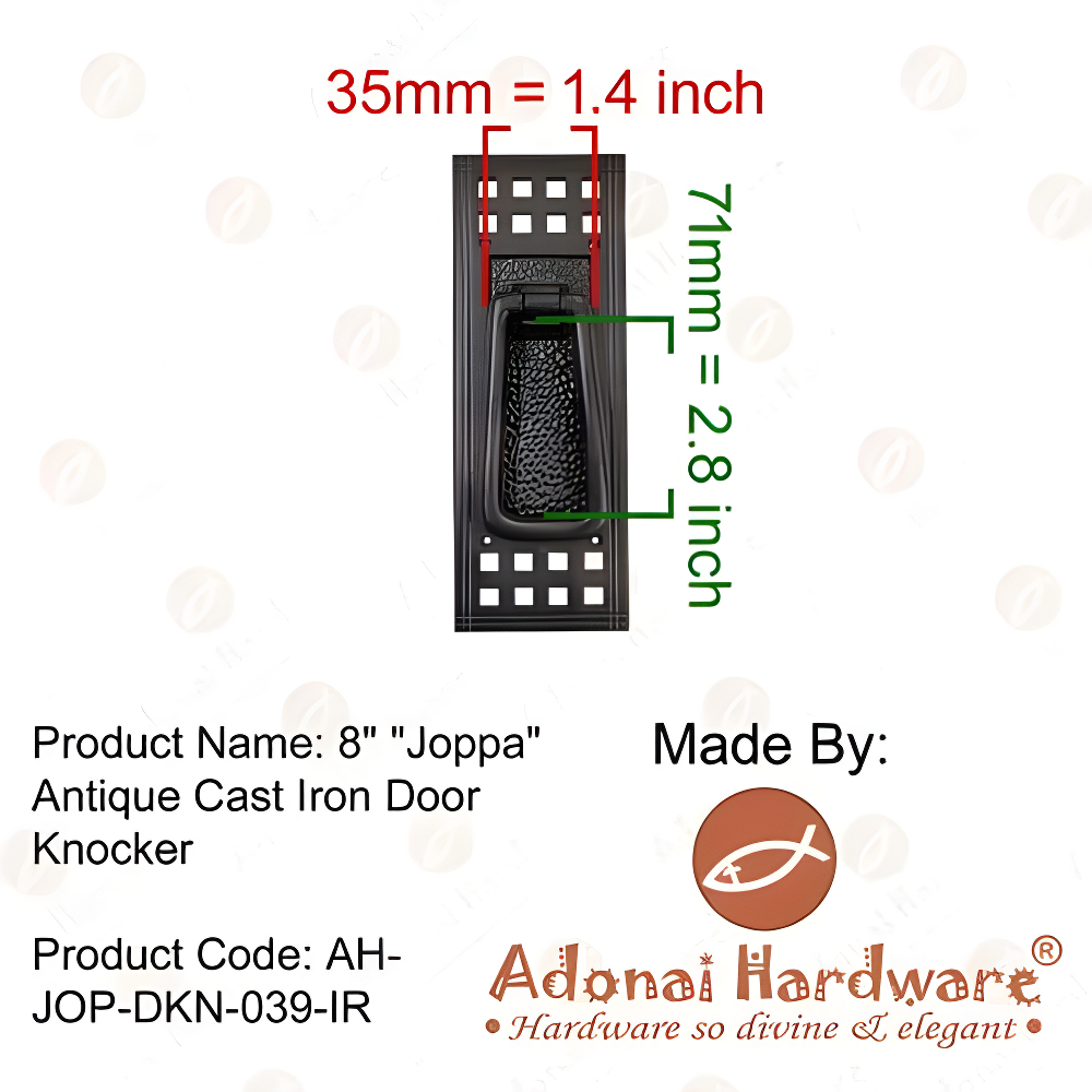 Adonai Hardware "Joppa Antique Iron Door Knocker (Black Powder Coated)