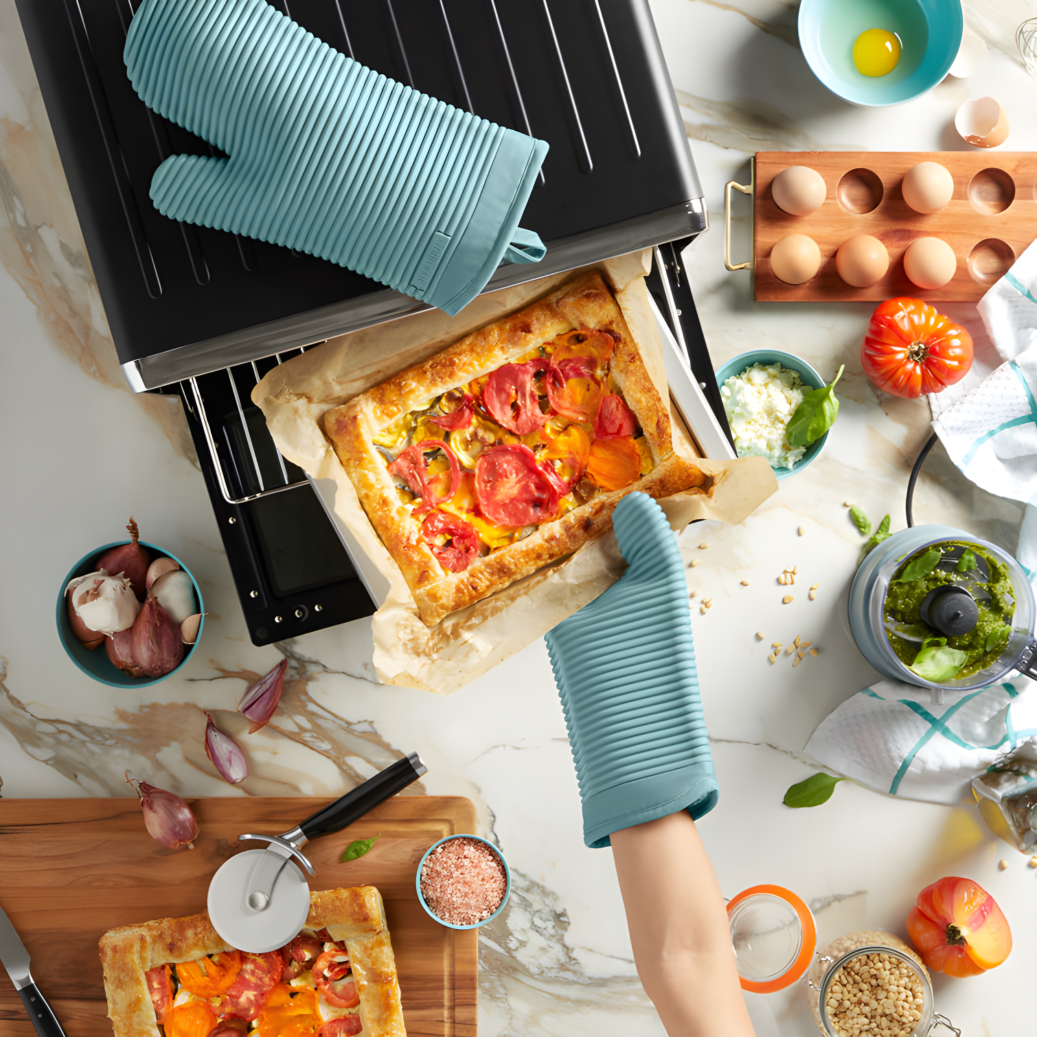 KitchenAid Milkshake Ribbed Soft Silicone Oven Mitts, Set of 2