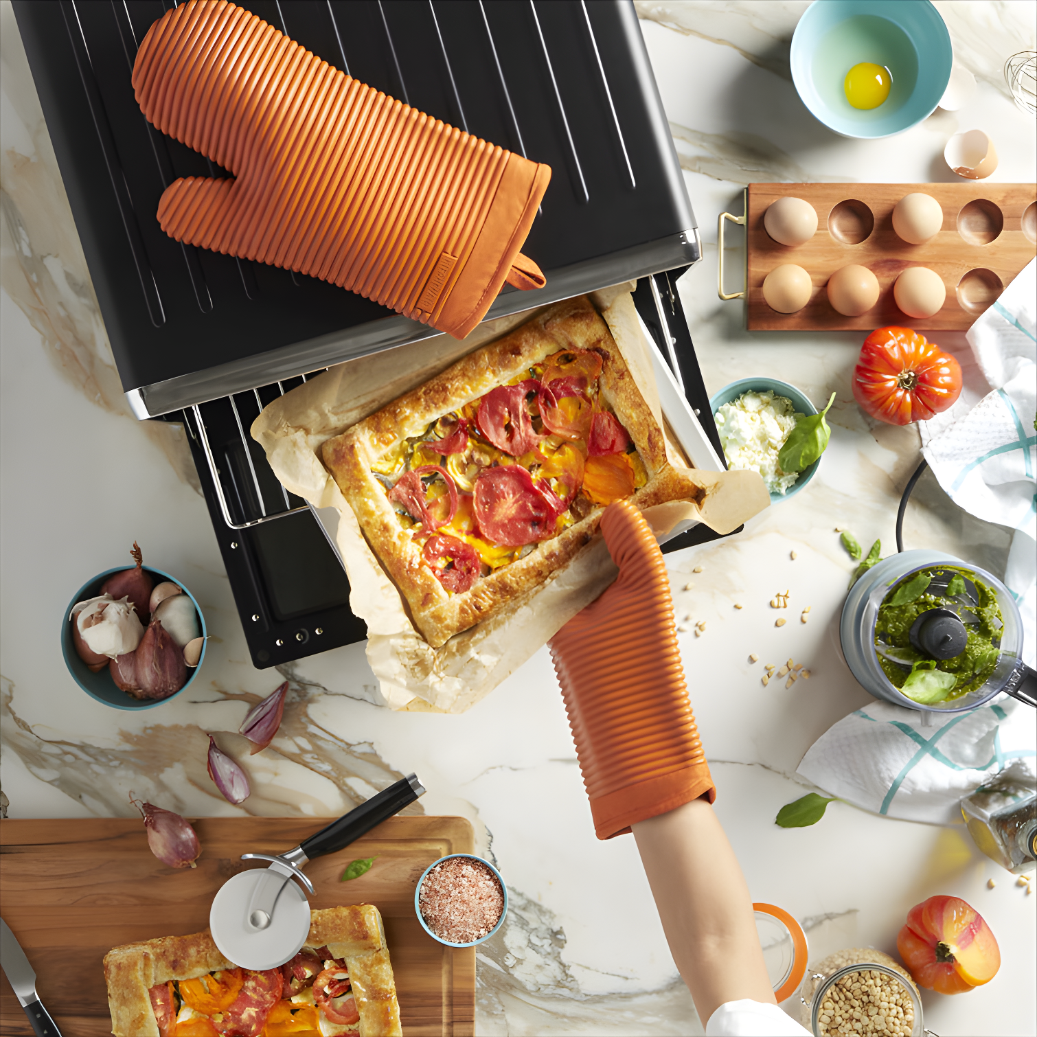 KitchenAid Milkshake Ribbed Soft Silicone Oven Mitts, Set of 2