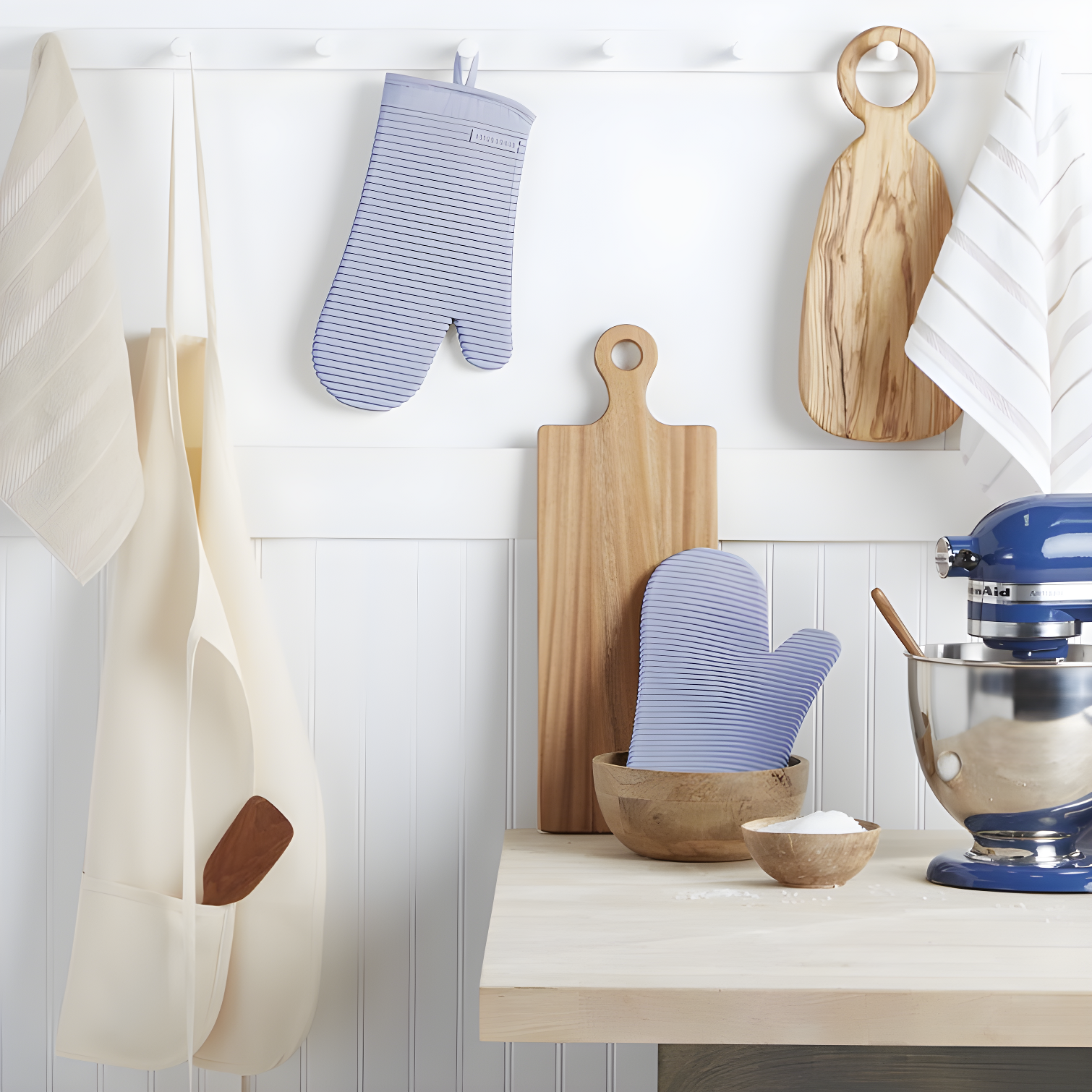 KitchenAid Milkshake Ribbed Soft Silicone Oven Mitts, Set of 2