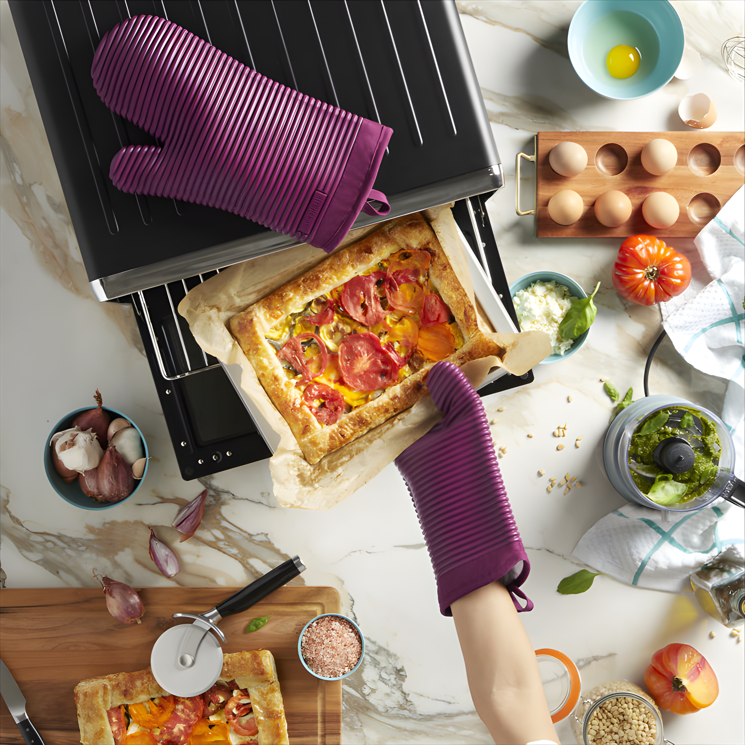 KitchenAid Milkshake Ribbed Soft Silicone Oven Mitts, Set of 2