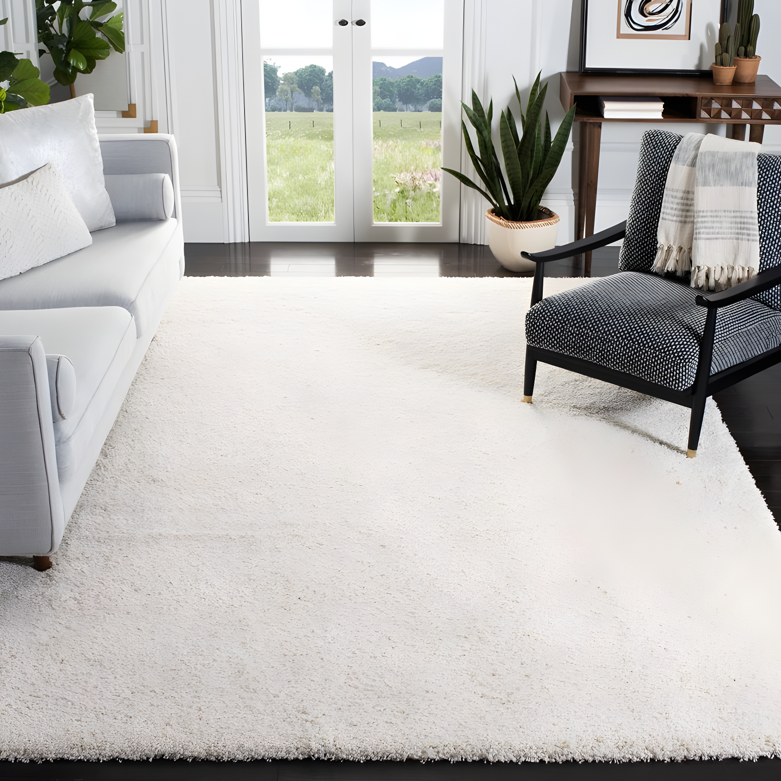 Shag SG151 Power Loomed Area Rug - Ivory - 8'x10' - Safavieh.