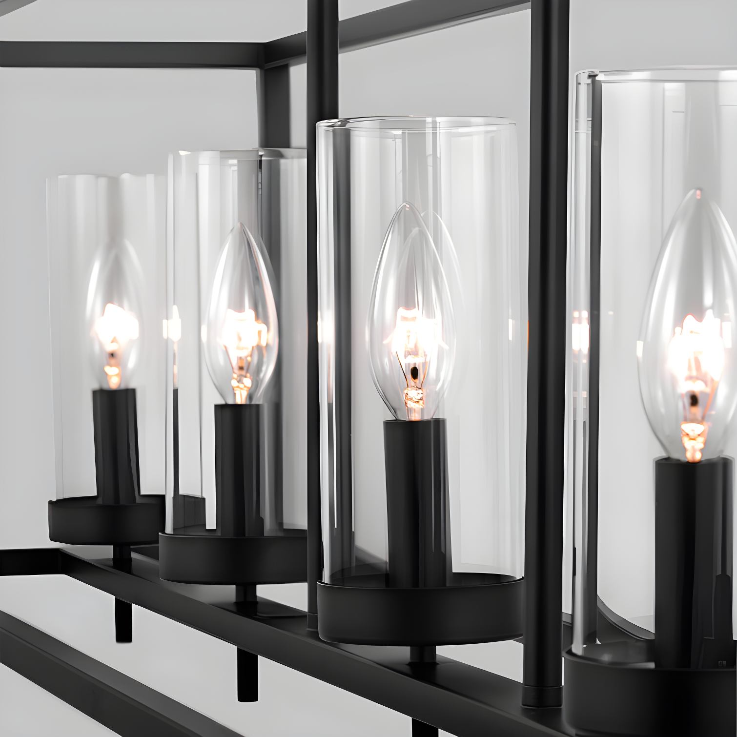 Midnight Black Modern 5-Light Island Pendant with Clear Glass