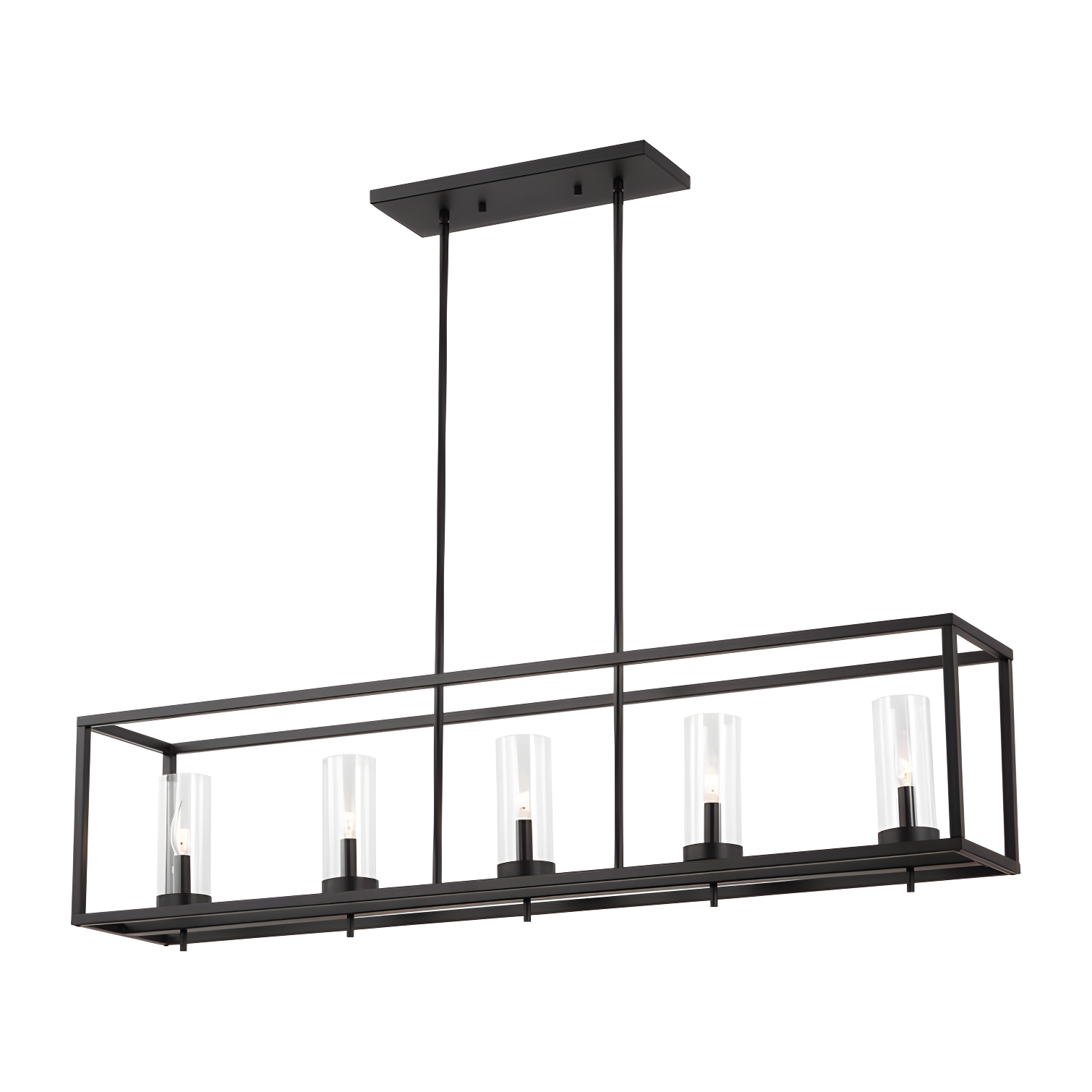 Midnight Black Modern 5-Light Island Pendant with Clear Glass
