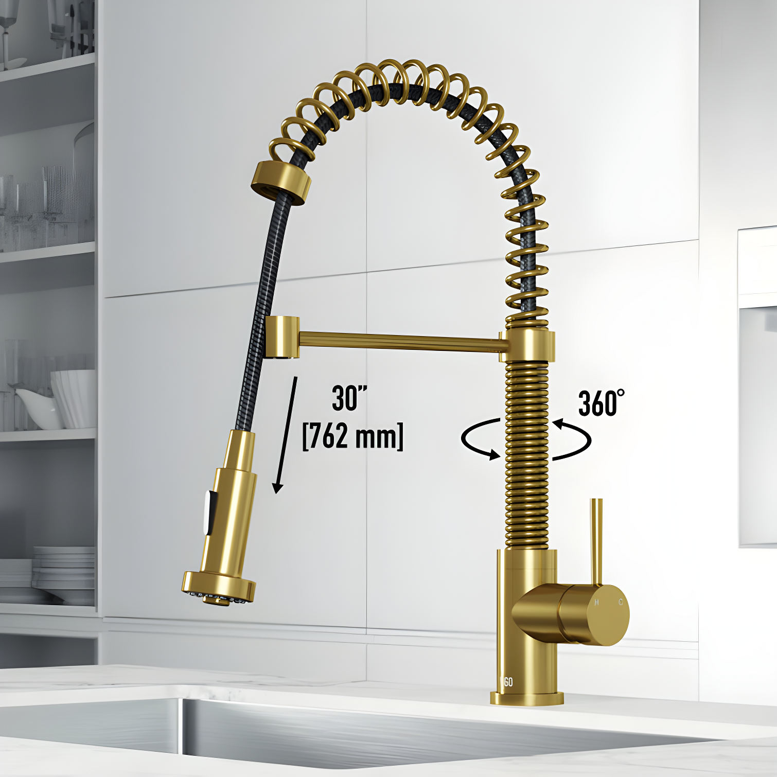 Edison 19" H 1-handle Pull-Down 2-Function Sprayer Kitchen Faucet