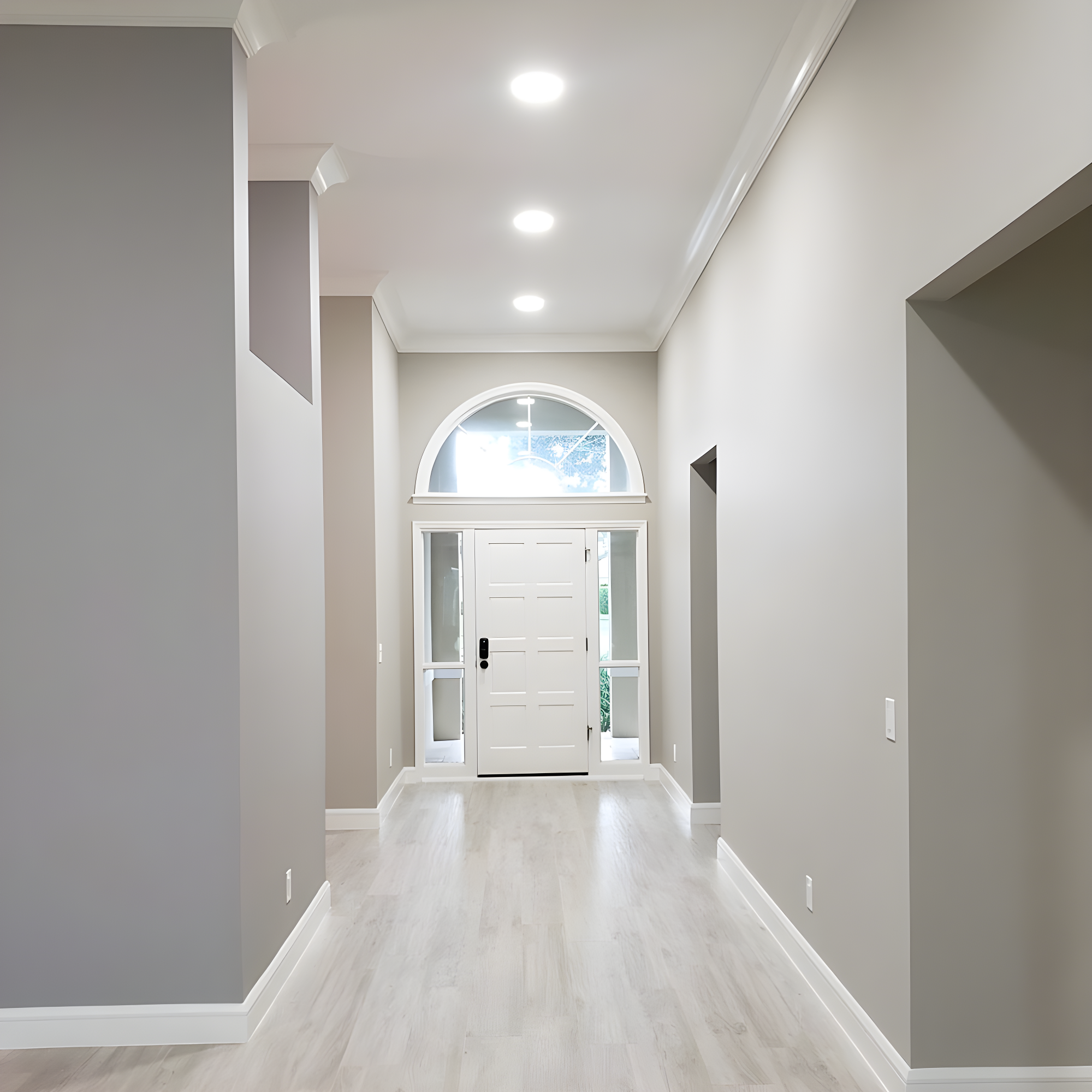 Maxxima 8 in. 5CCT Round Recessed LED Downlight, 1600 Lumens Slim Round Flat Panel Color Selectable 2700K-5000K (2700K/3000K/3500K/4000K/5000K), Dimmable, Canless IC Rated, White Trim, J-Box Included