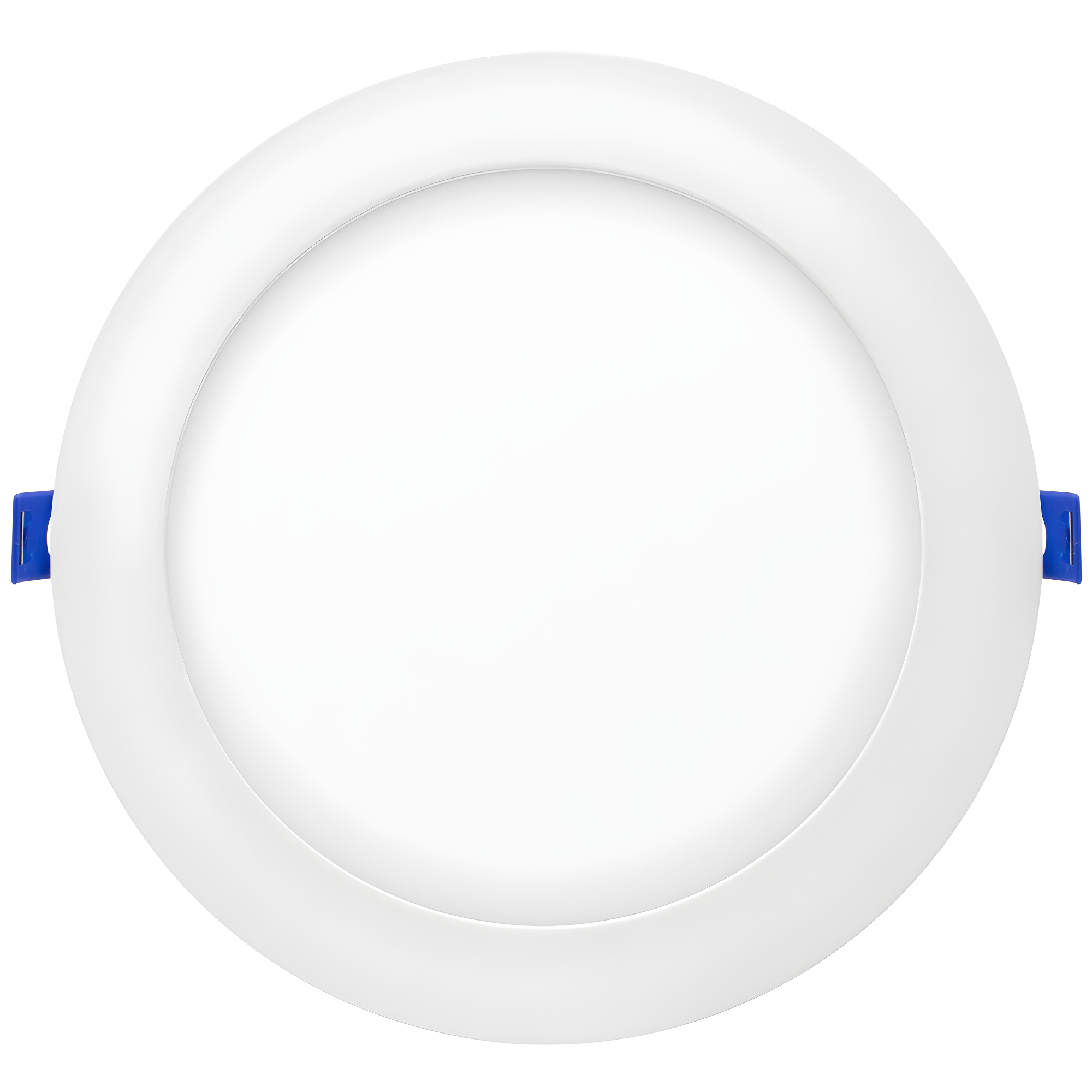 Maxxima 8 in. 5CCT Round Recessed LED Downlight, 1600 Lumens Slim Round Flat Panel Color Selectable 2700K-5000K (2700K/3000K/3500K/4000K/5000K), Dimmable, Canless IC Rated, White Trim, J-Box Included