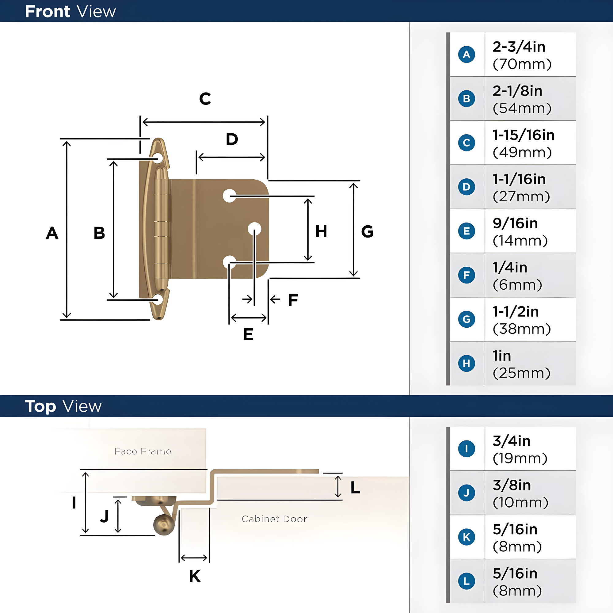 Face Mount Overlay Hinge