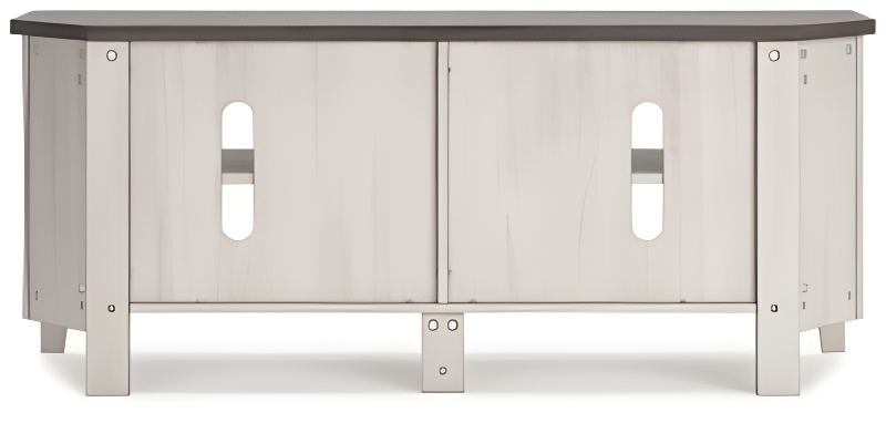 Transitional Two-Tone Corner TV Stand with Shelves and Fireplace