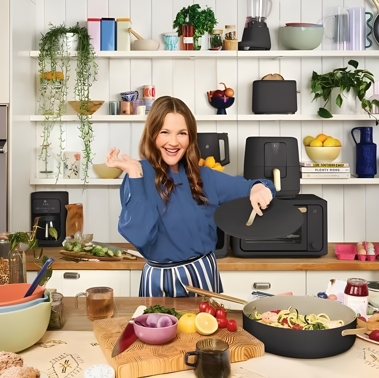 Beautiful 12pc Ceramic Non-Stick Cookware Set, Sage Green by Drew Barrymore