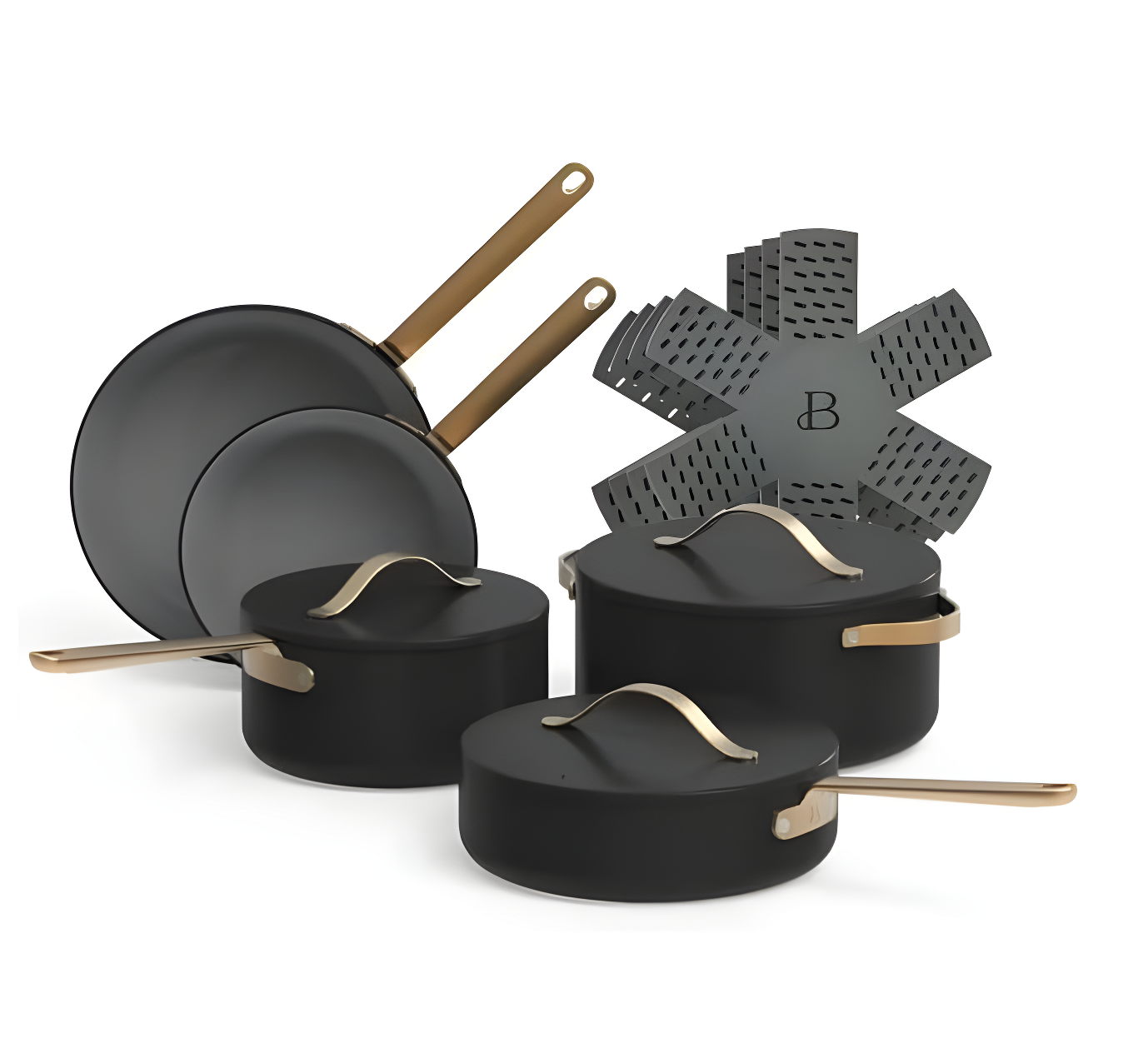 Beautiful 12pc Ceramic Non-Stick Cookware Set, Sage Green by Drew Barrymore