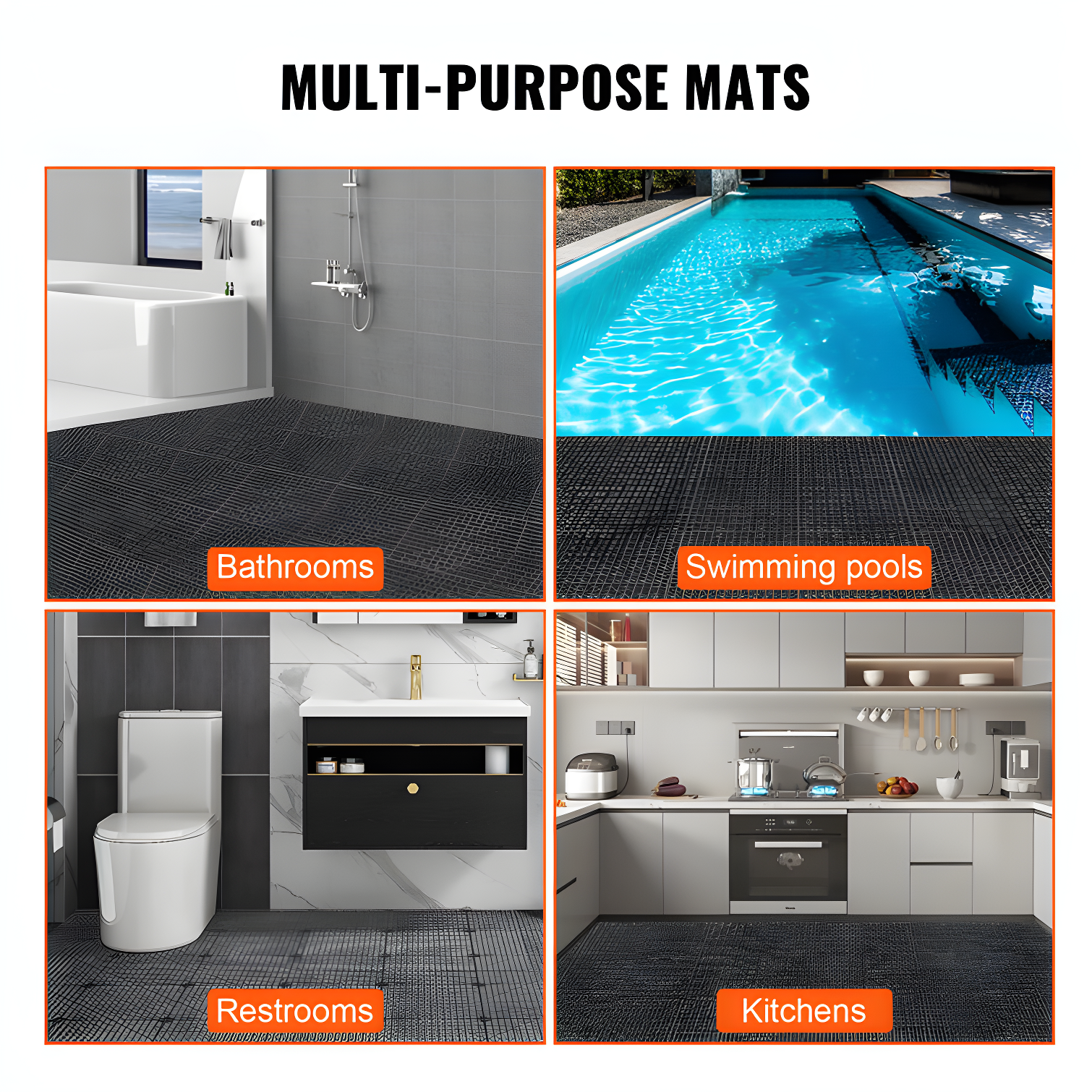VEVOR VEVOR 12" X 12" Drainage Mats In Different Colors VEVOR 12'' W x 12'' L Garage Flooring Drain Tiles (Set of 55)