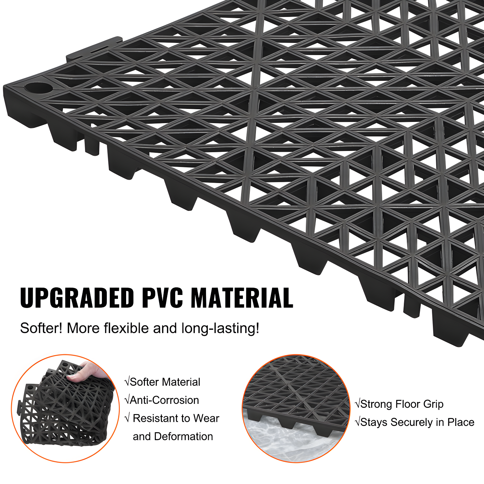 VEVOR VEVOR 12" X 12" Drainage Mats In Different Colors VEVOR 12'' W x 12'' L Garage Flooring Drain Tiles (Set of 55)