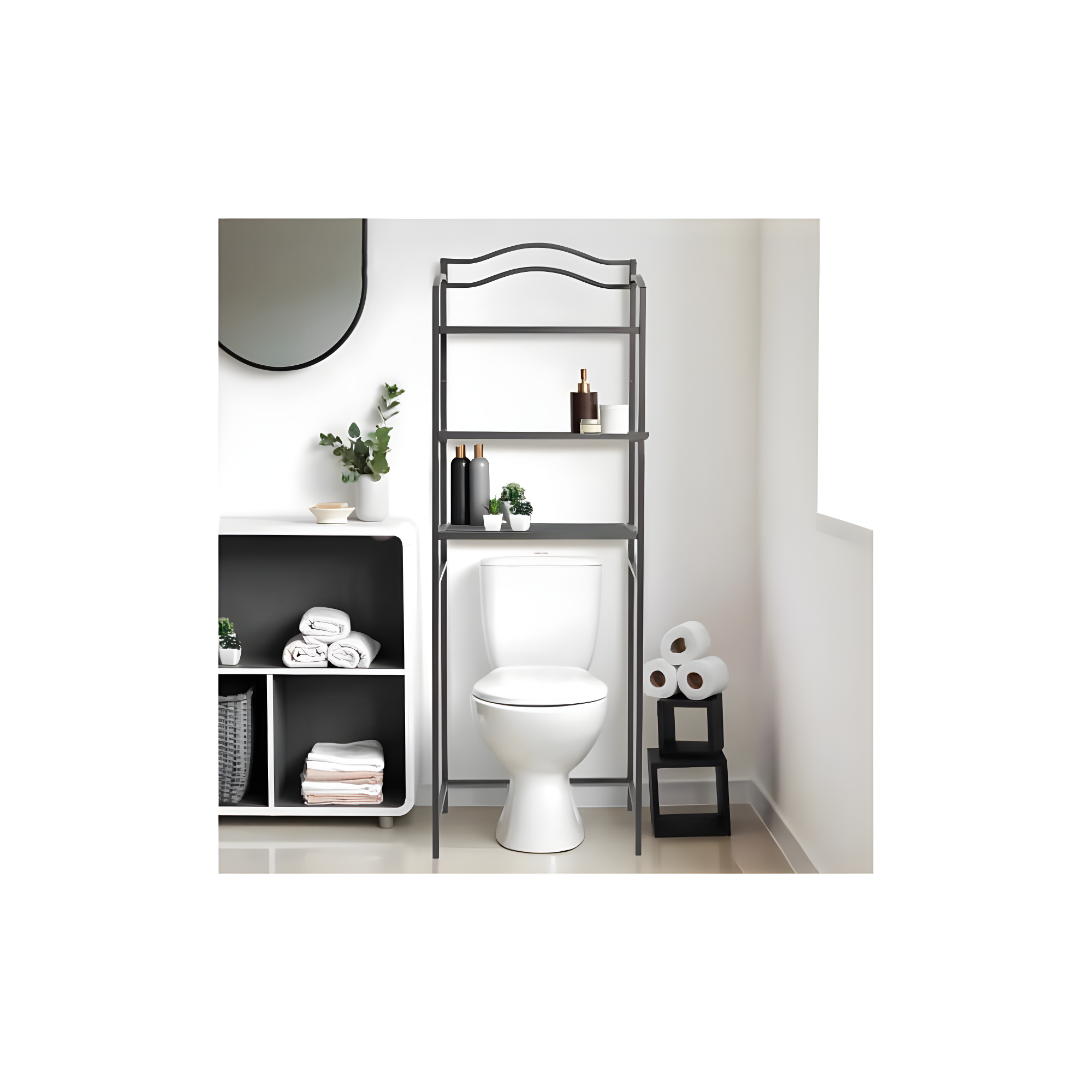 3-Tier Metal Over the Toilet Bathroom Storage Shelf, Gray