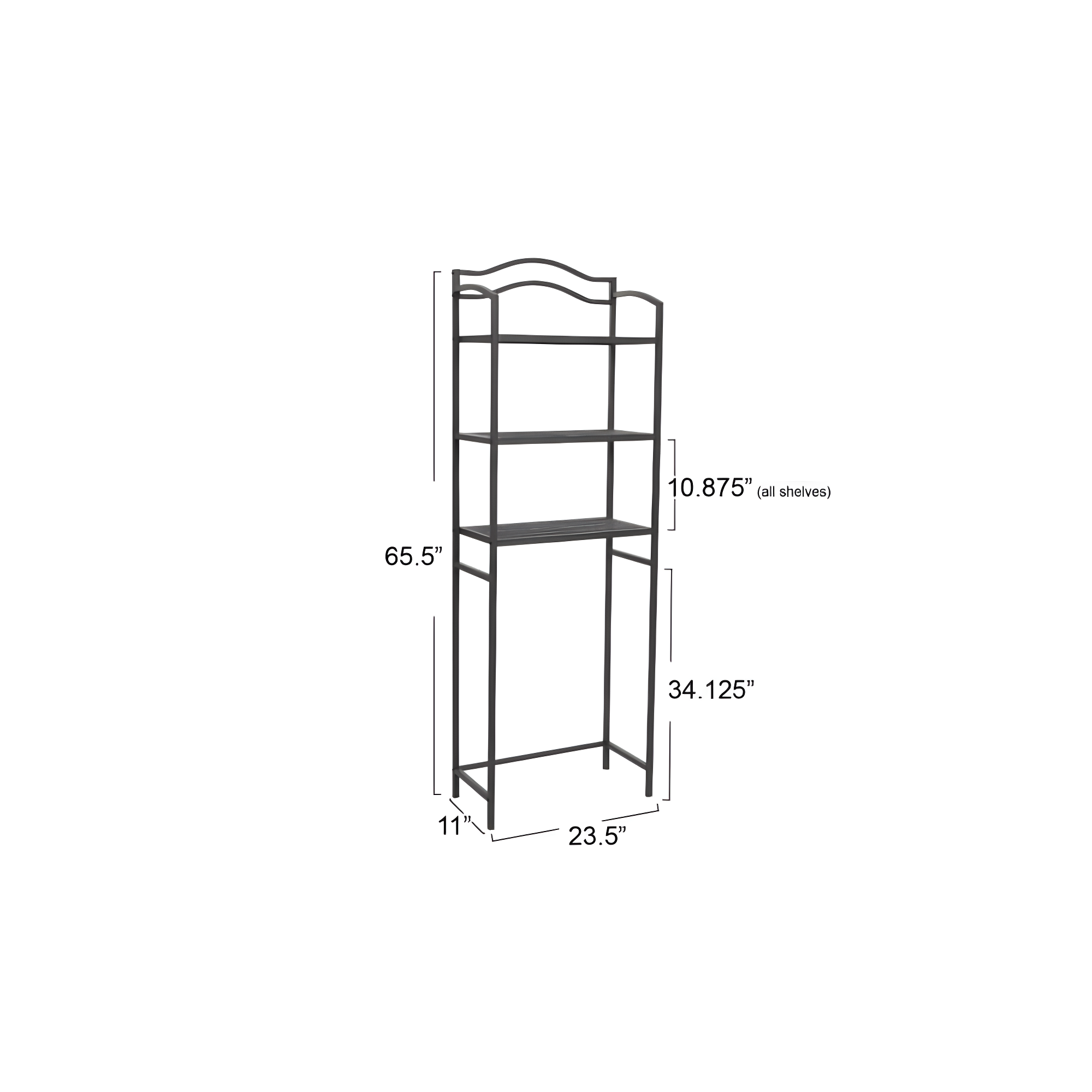 3-Tier Metal Over the Toilet Bathroom Storage Shelf, Gray