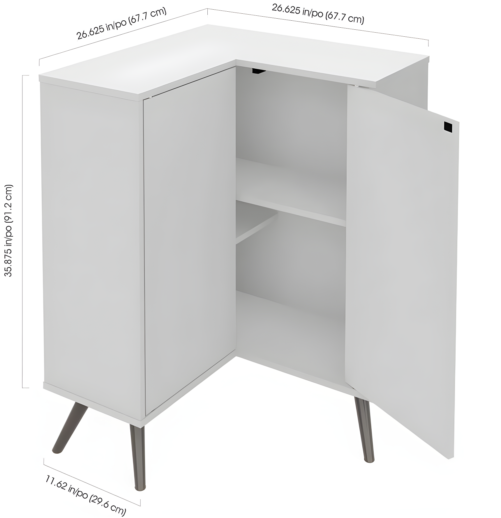 Bestar Armario de Almacenamiento de Madera de Esquina Krom en Blanco