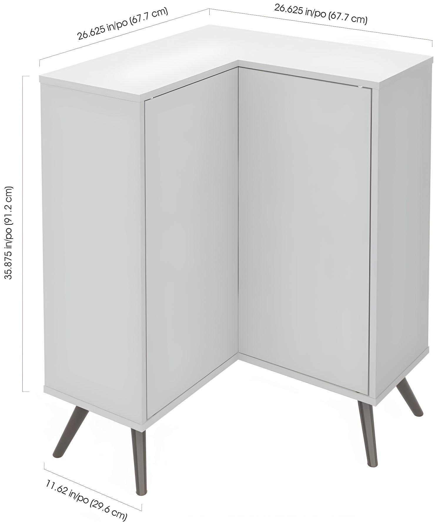 Bestar Armario de Almacenamiento de Madera de Esquina Krom en Blanco