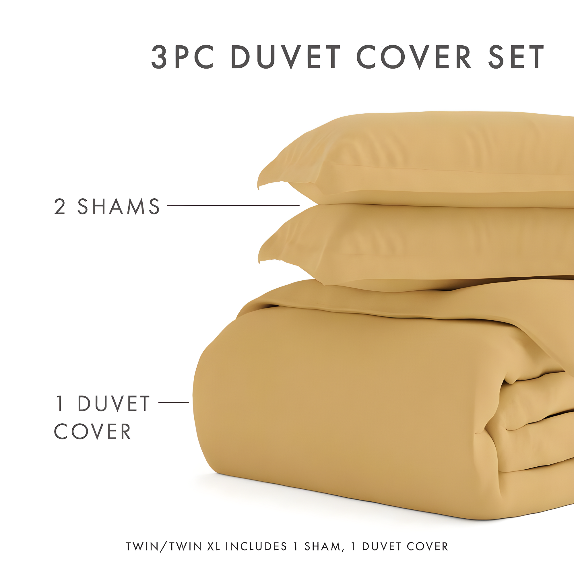 Gold 3 Piece Duvet Cover Set Twin/Twin Extra Long, by Simply Soft
