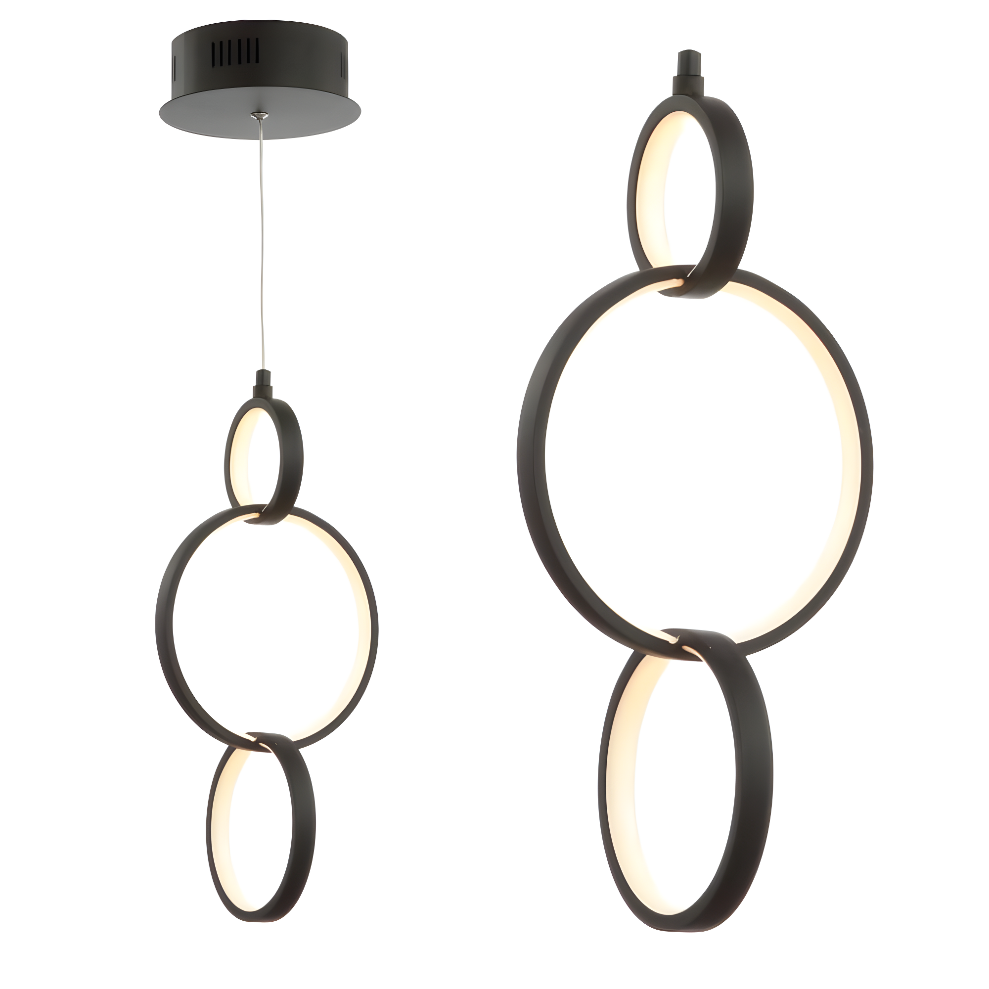 Loop 7.75" Adjustable Integrated LED Metal Ring Pendant, Black