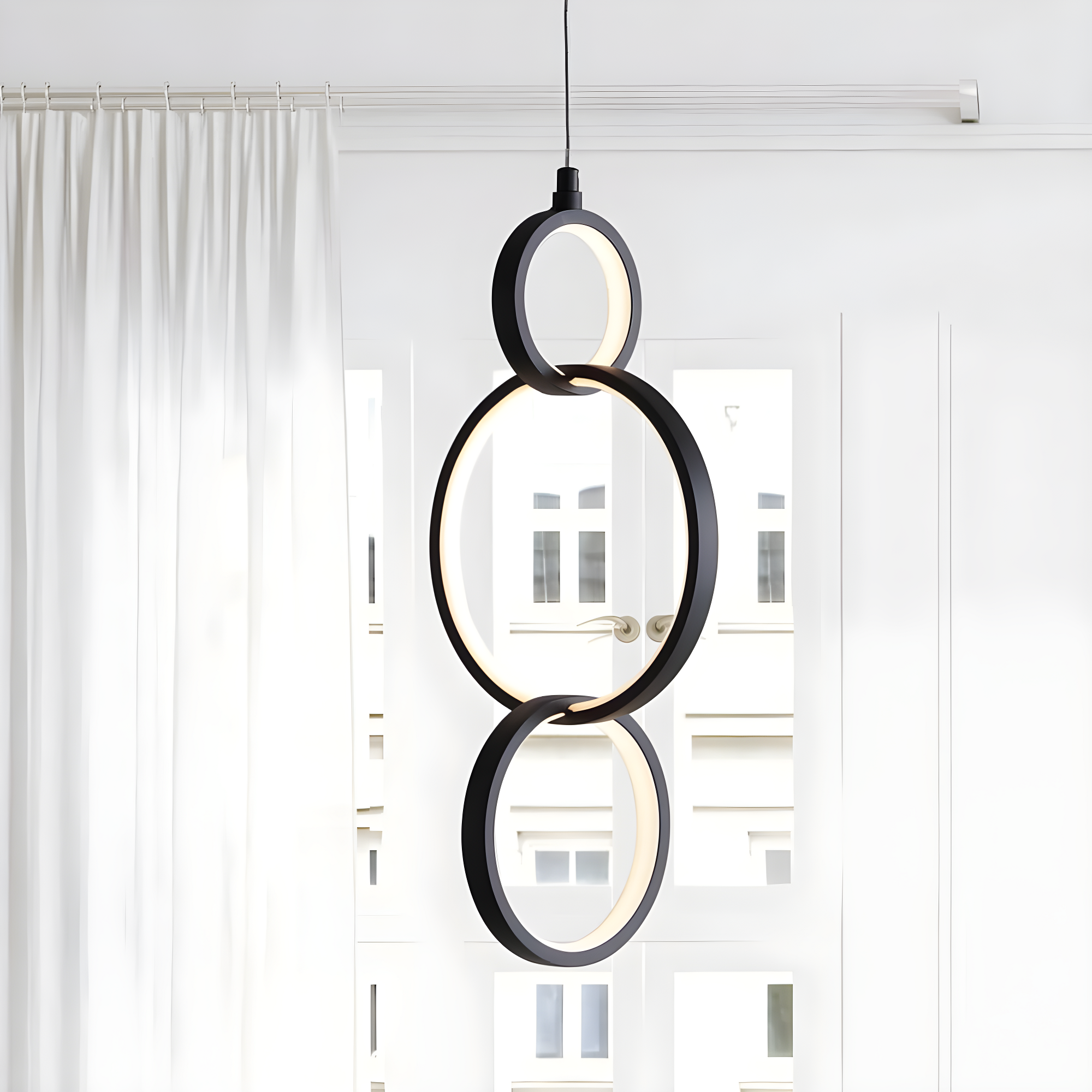 Loop 7.75" Adjustable Integrated LED Metal Ring Pendant, Black