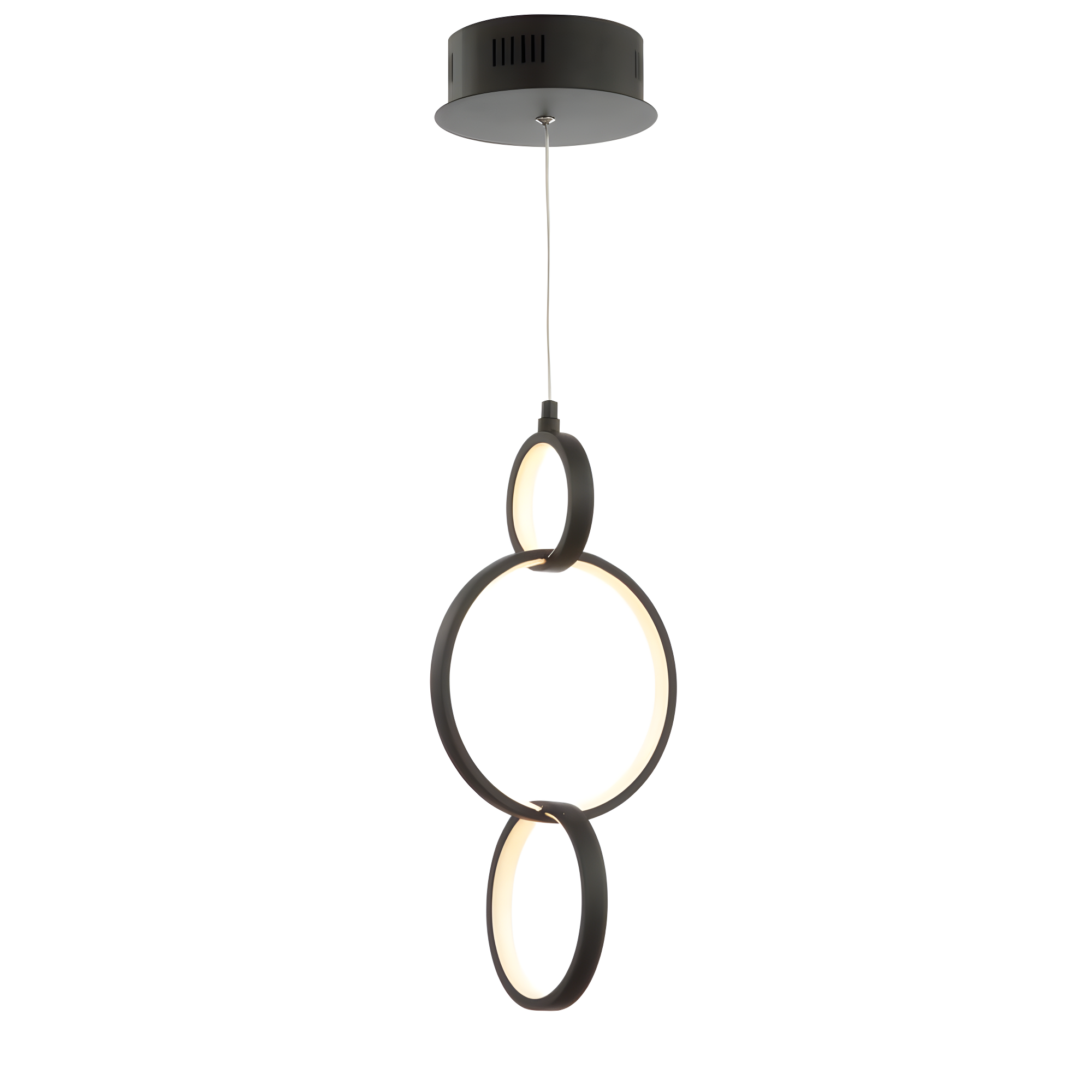 Loop 7.75" Adjustable Integrated LED Metal Ring Pendant, Black