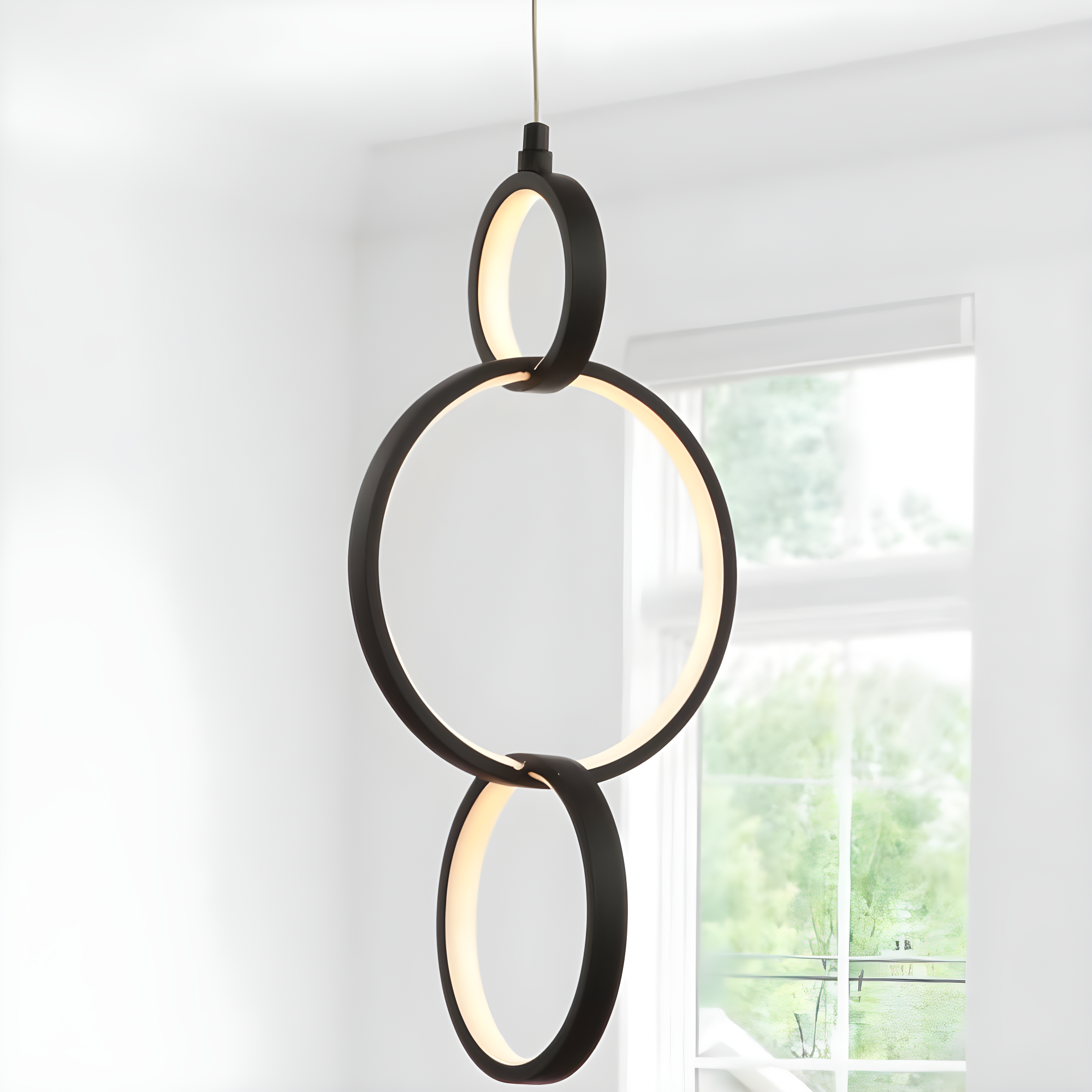 Loop 7.75" Adjustable Integrated LED Metal Ring Pendant, Black