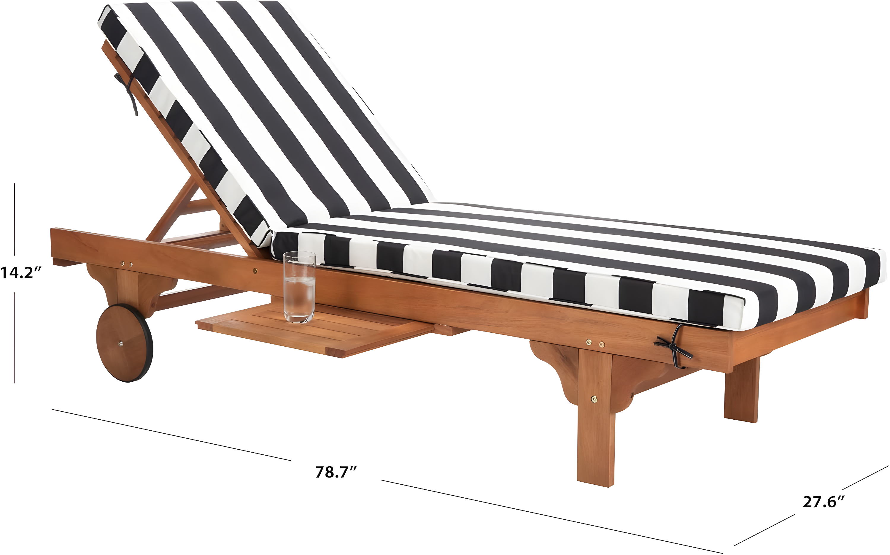 Newport Lounge Chair - Outdoor - PAT7022 - Natural/Black Stripe -Safavieh