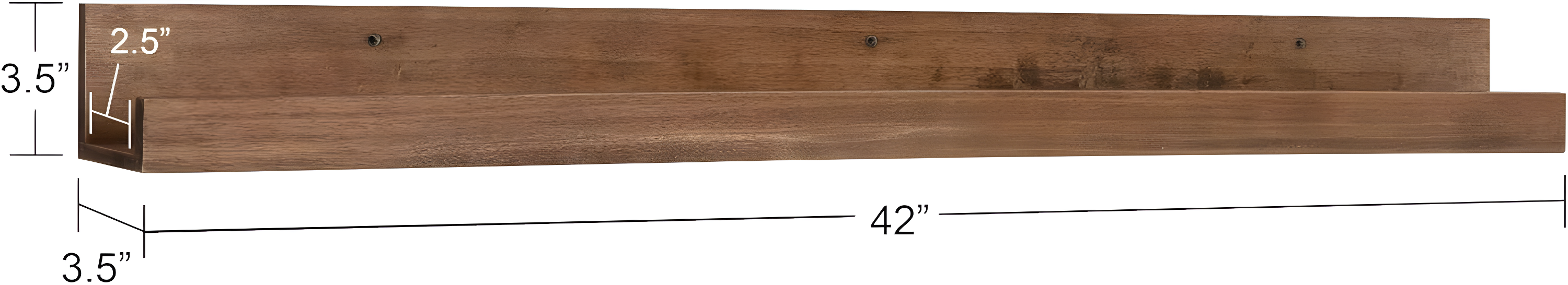 42" Levie Wooden Picture Ledge Wall Shelf Rustic Brown - Kate & Laurel All Things Decor: Modern Display, No Assembly Required