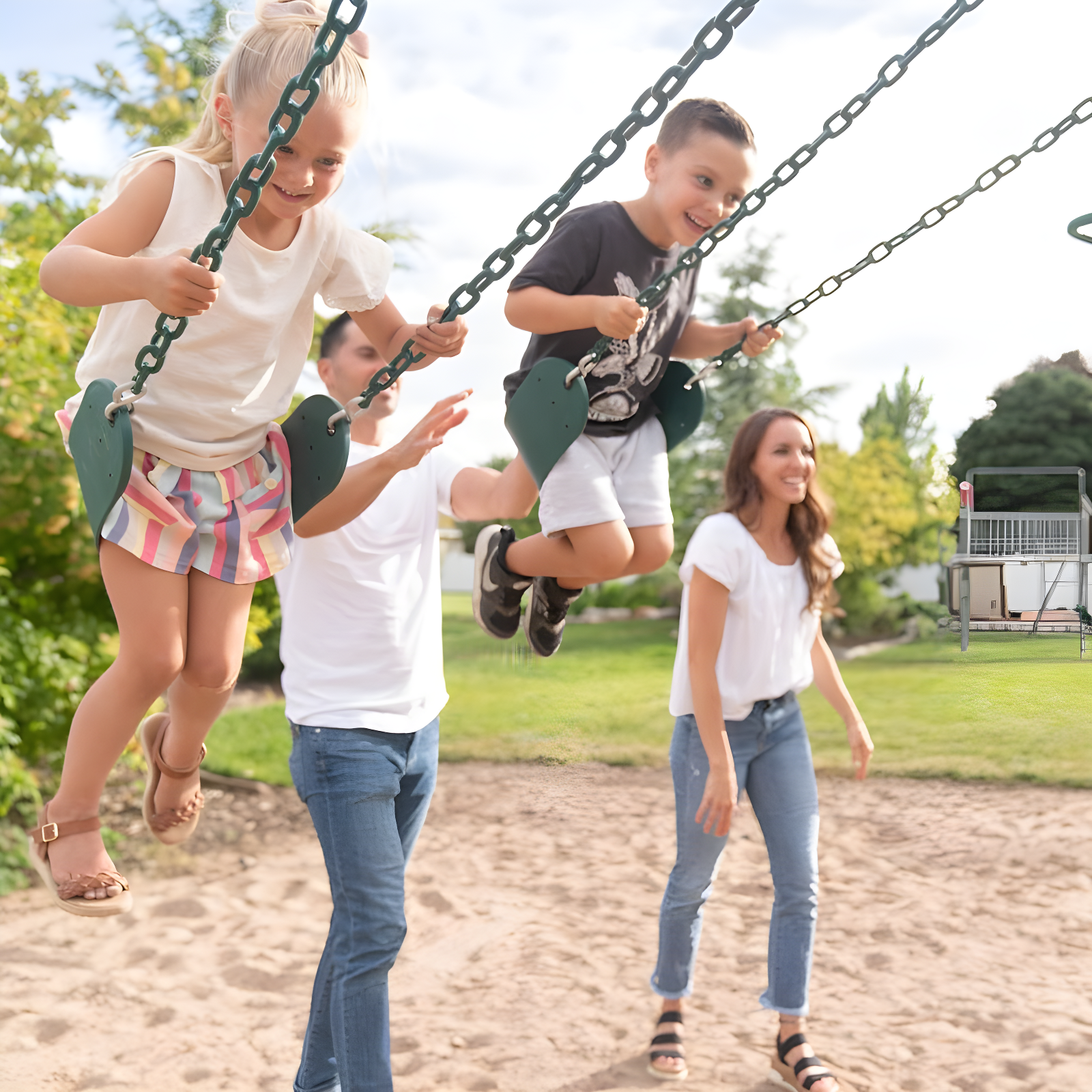 Lifetime Lifetime Powder Coated Steel Swing Set with 4 Swing(s) , 1 Slide(s)