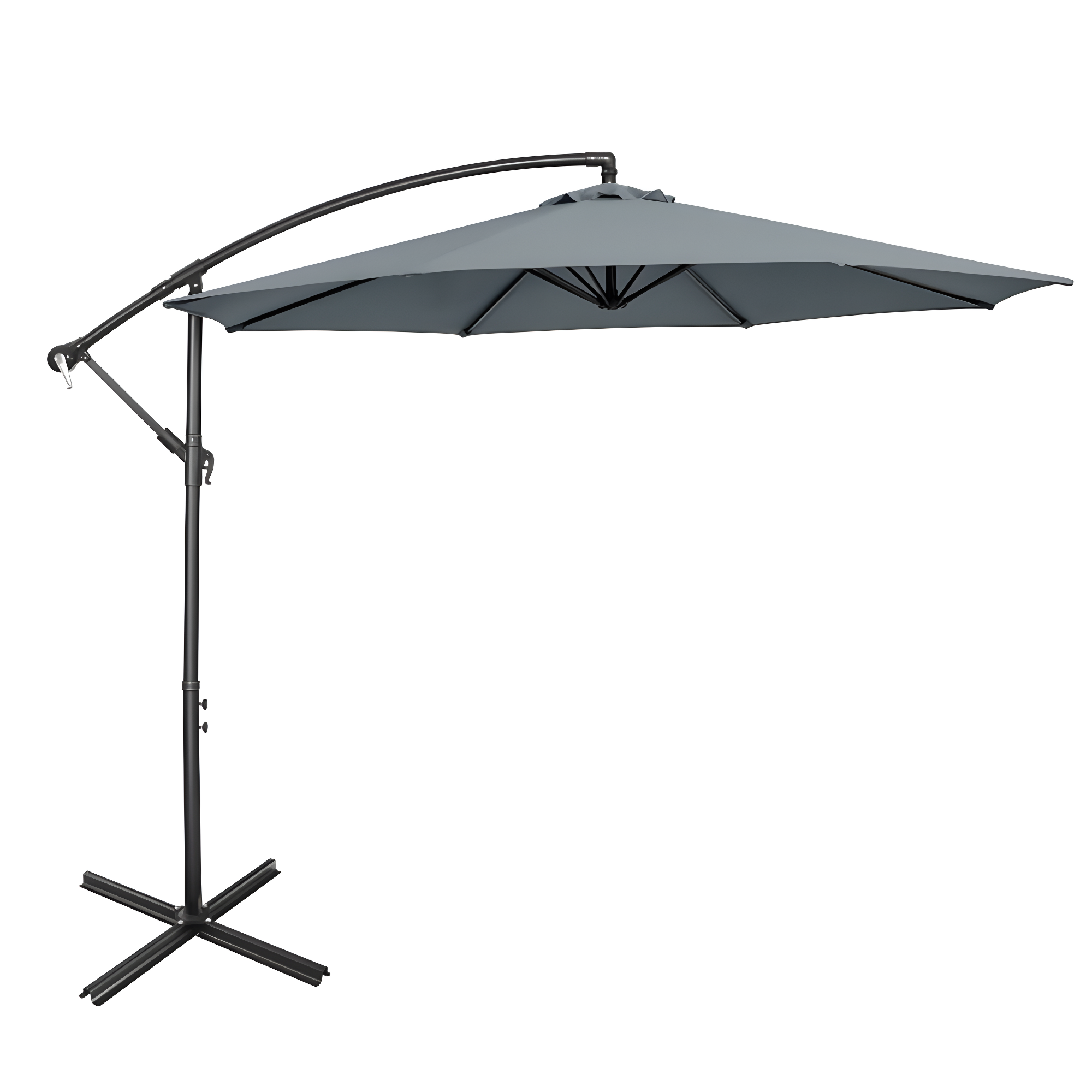 Costway  10 FT Patio Offset Umbrella w/8 Ribs Cross Base Tilt Grey