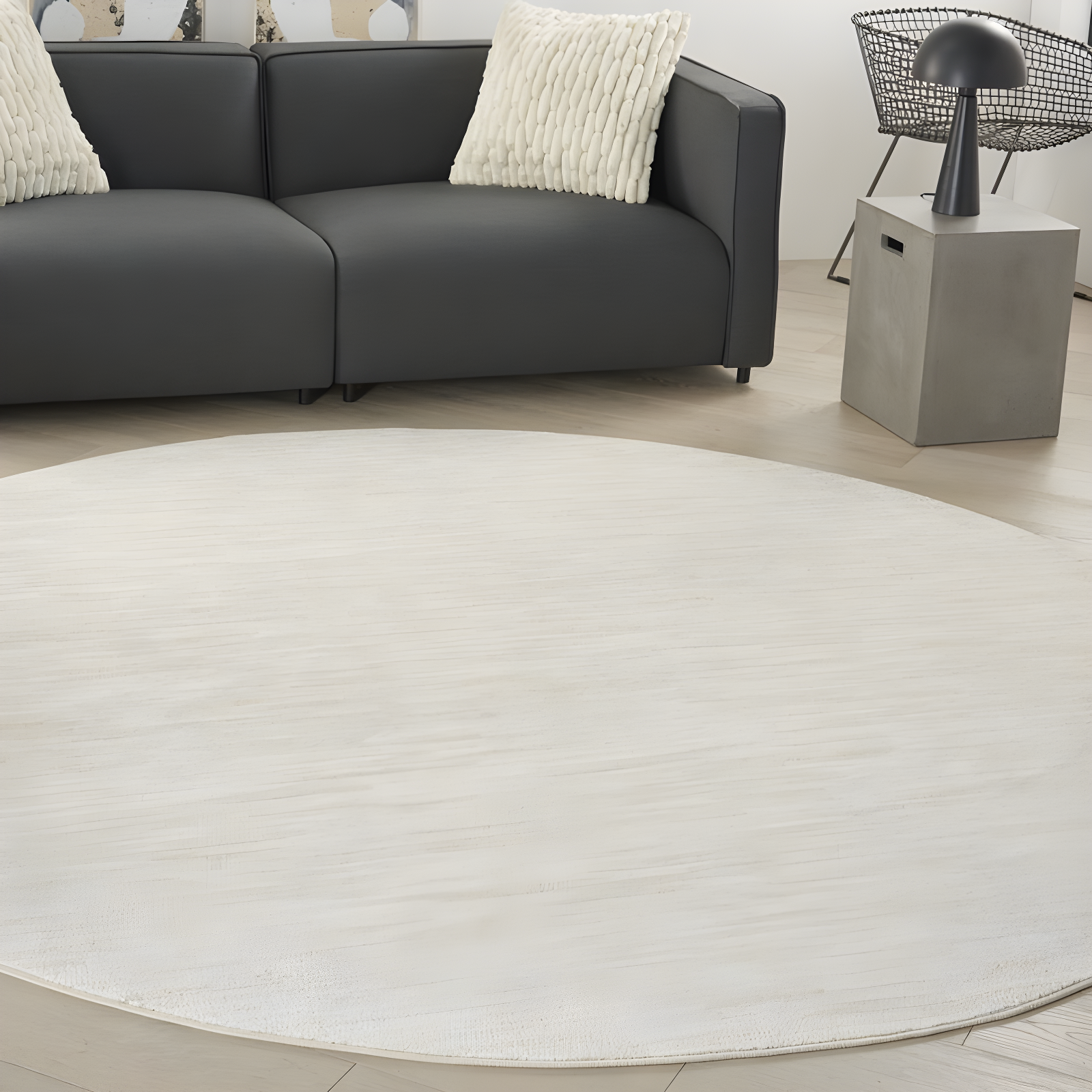 Nourison Essentials Easy Care Indoor Outdoor Area Rug - Ivory Beige 10' x Round