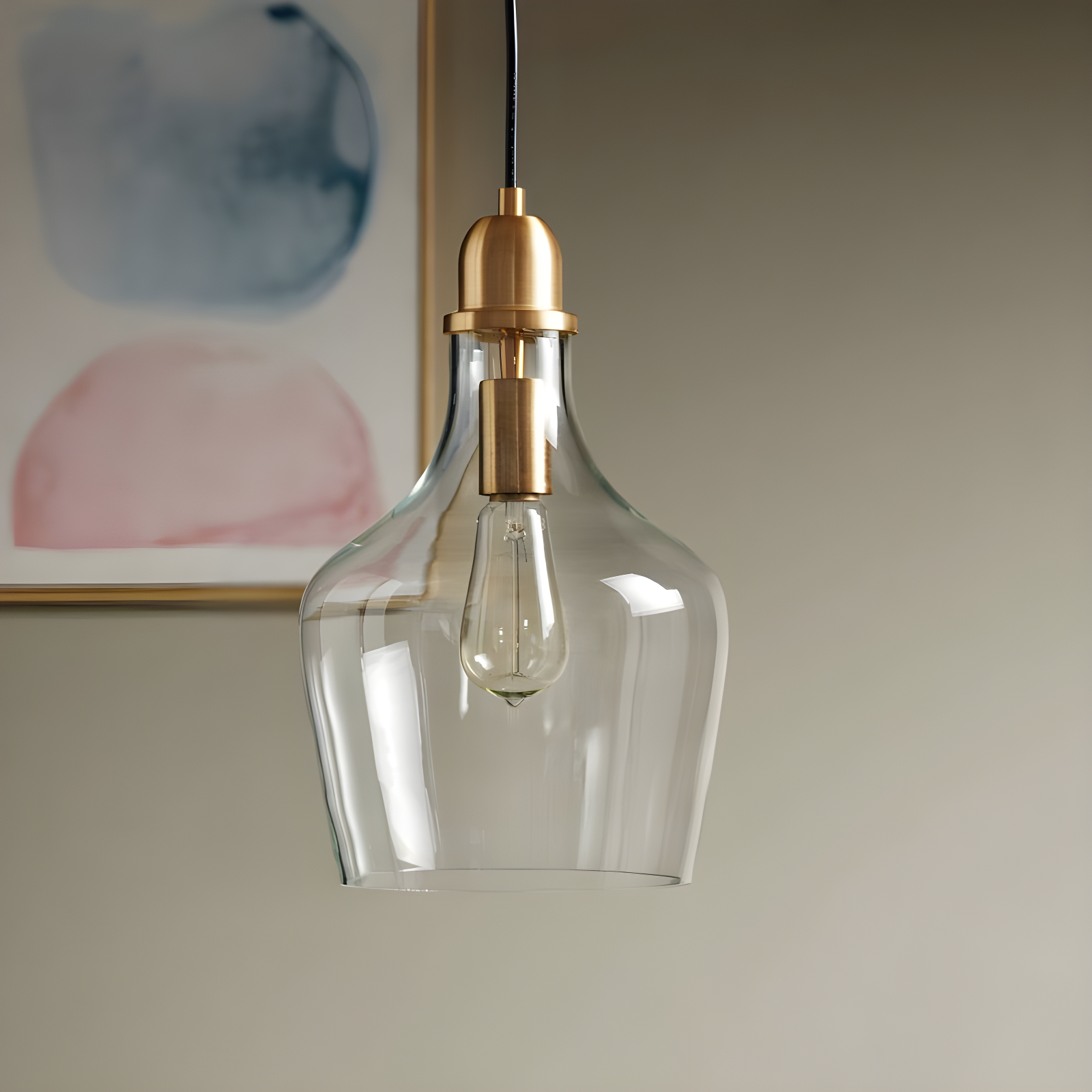 Ink+Ivy 9"x95.5" Auburn Bell Shaped Hanging Glass Simple Industrial Pendant Light Gold: Modern Ceiling Fixture, 60W E26, Adjustable Height