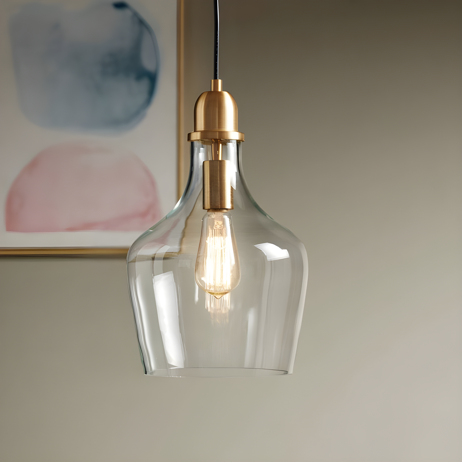 Ink+Ivy 9"x95.5" Auburn Bell Shaped Hanging Glass Simple Industrial Pendant Light Gold: Modern Ceiling Fixture, 60W E26, Adjustable Height