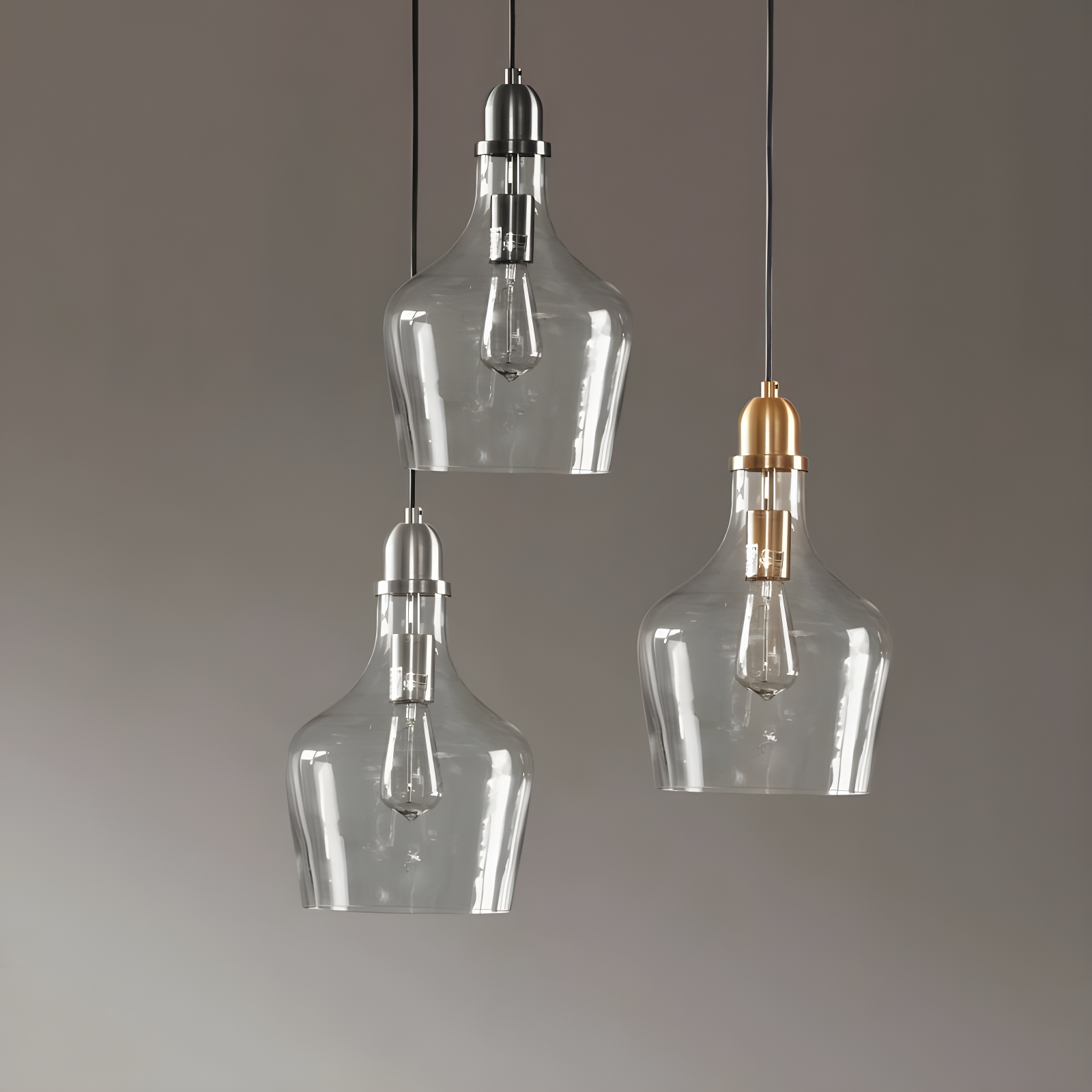 Ink+Ivy 9"x95.5" Auburn Bell Shaped Hanging Glass Simple Industrial Pendant Light Gold: Modern Ceiling Fixture, 60W E26, Adjustable Height