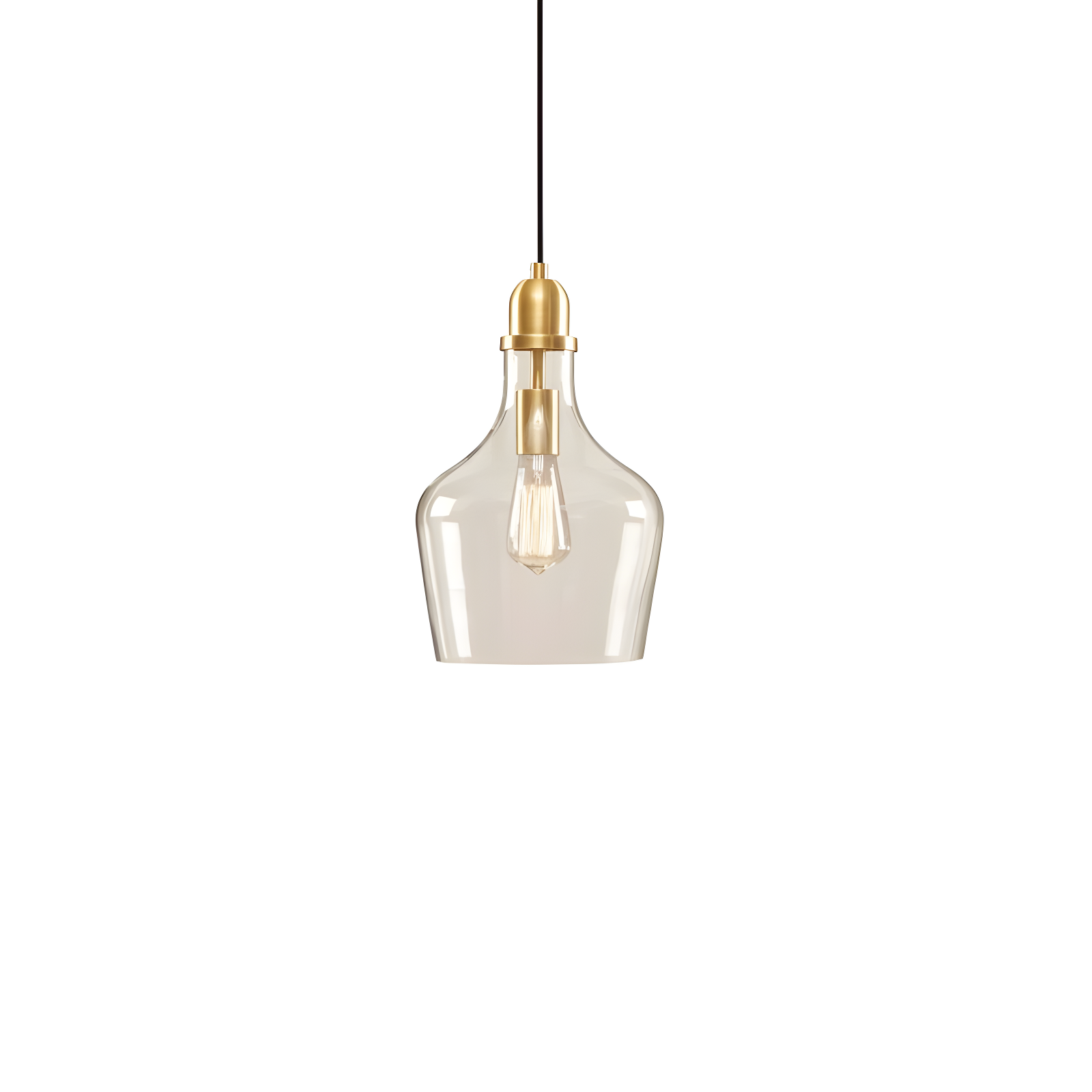 Ink+Ivy 9"x95.5" Auburn Bell Shaped Hanging Glass Simple Industrial Pendant Light Gold: Modern Ceiling Fixture, 60W E26, Adjustable Height