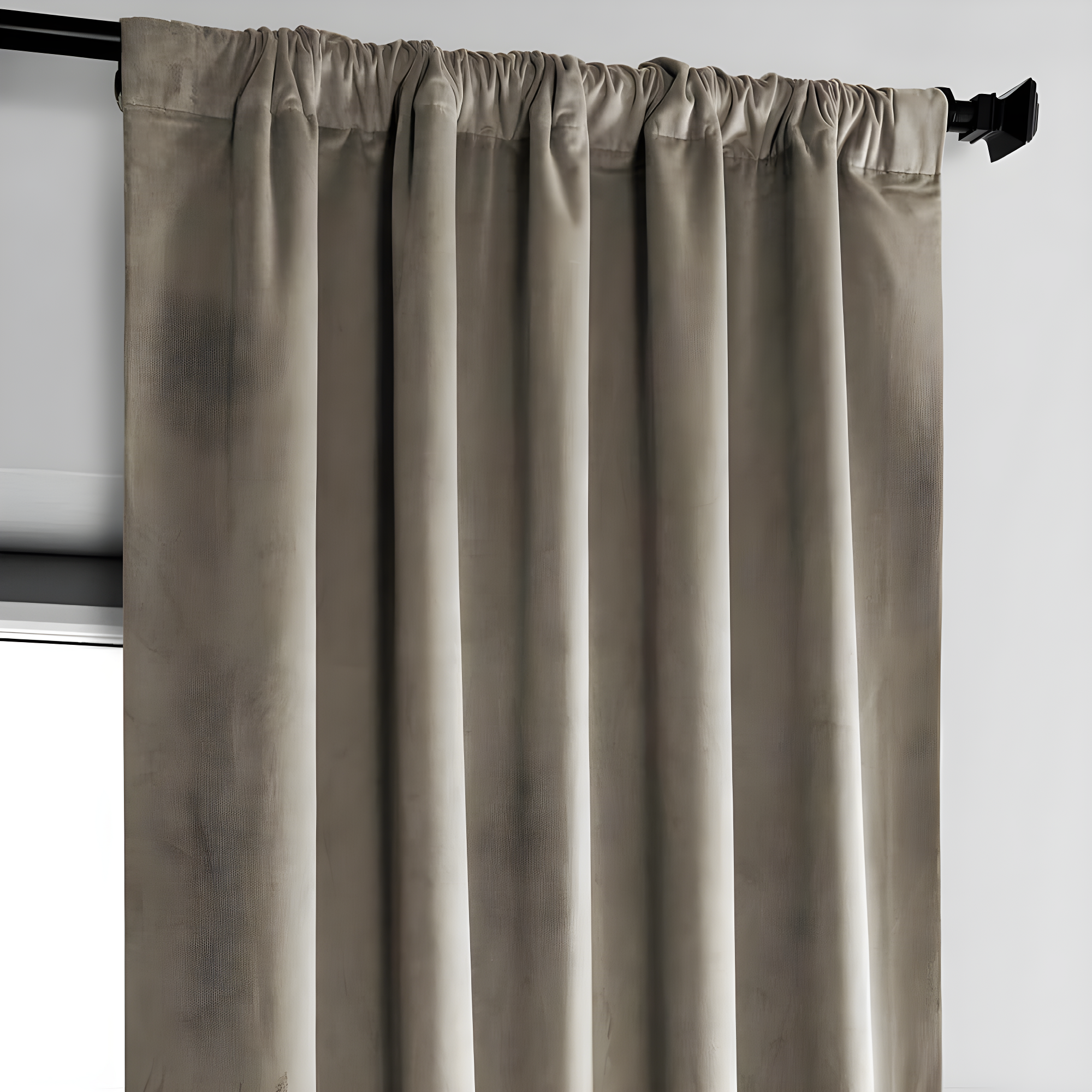 HPD Half Price Drapes Gallery Taupe Heritage Plush Velvet Room Darkening Curtains for Bedroom & Living Room Curtains (1 Panel), Window Curtains 84 inches long, Rod Pocket Curtains & Drapes,50W X 84L