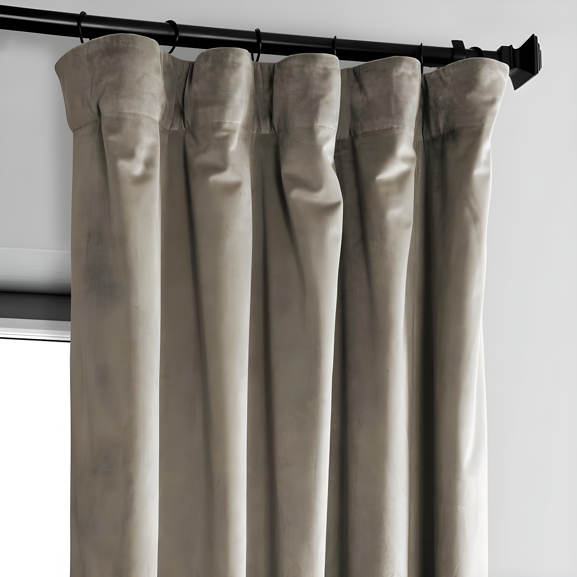 HPD Half Price Drapes Gallery Taupe Heritage Plush Velvet Room Darkening Curtains for Bedroom & Living Room Curtains (1 Panel), Window Curtains 84 inches long, Rod Pocket Curtains & Drapes,50W X 84L