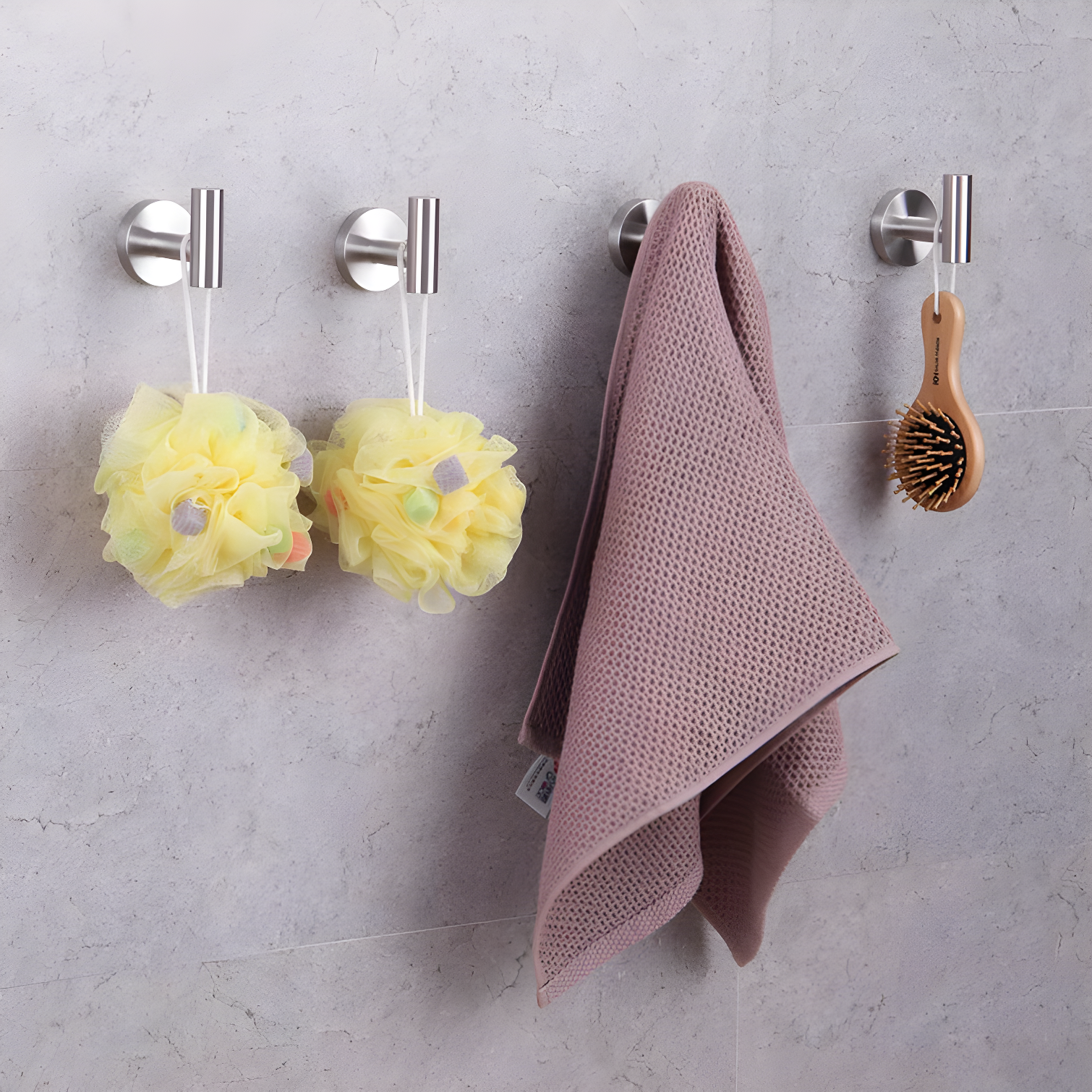 Bathroom Stainless Steel Towel Hooks Wall Mounted 4-Pack